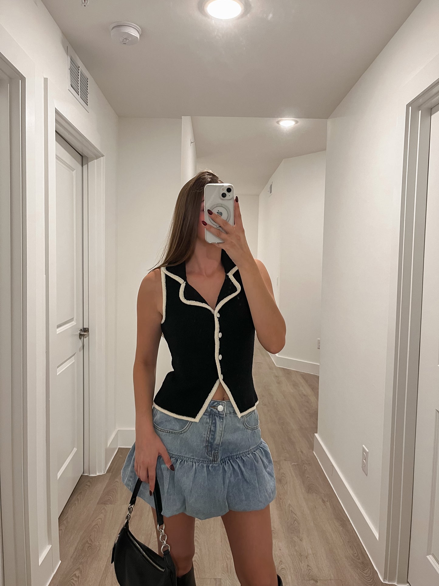 Denim Bubble Hem Skirt
