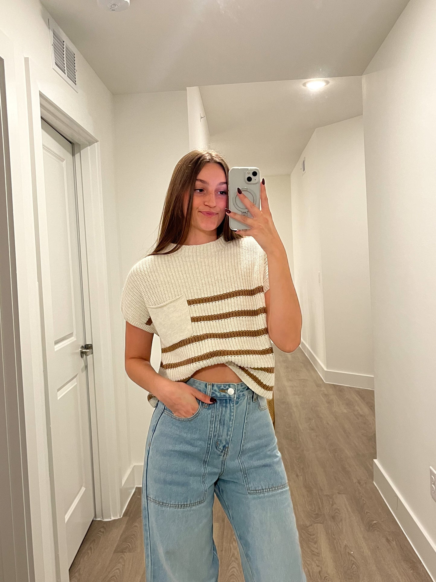 Stripe Knit Pocket Top