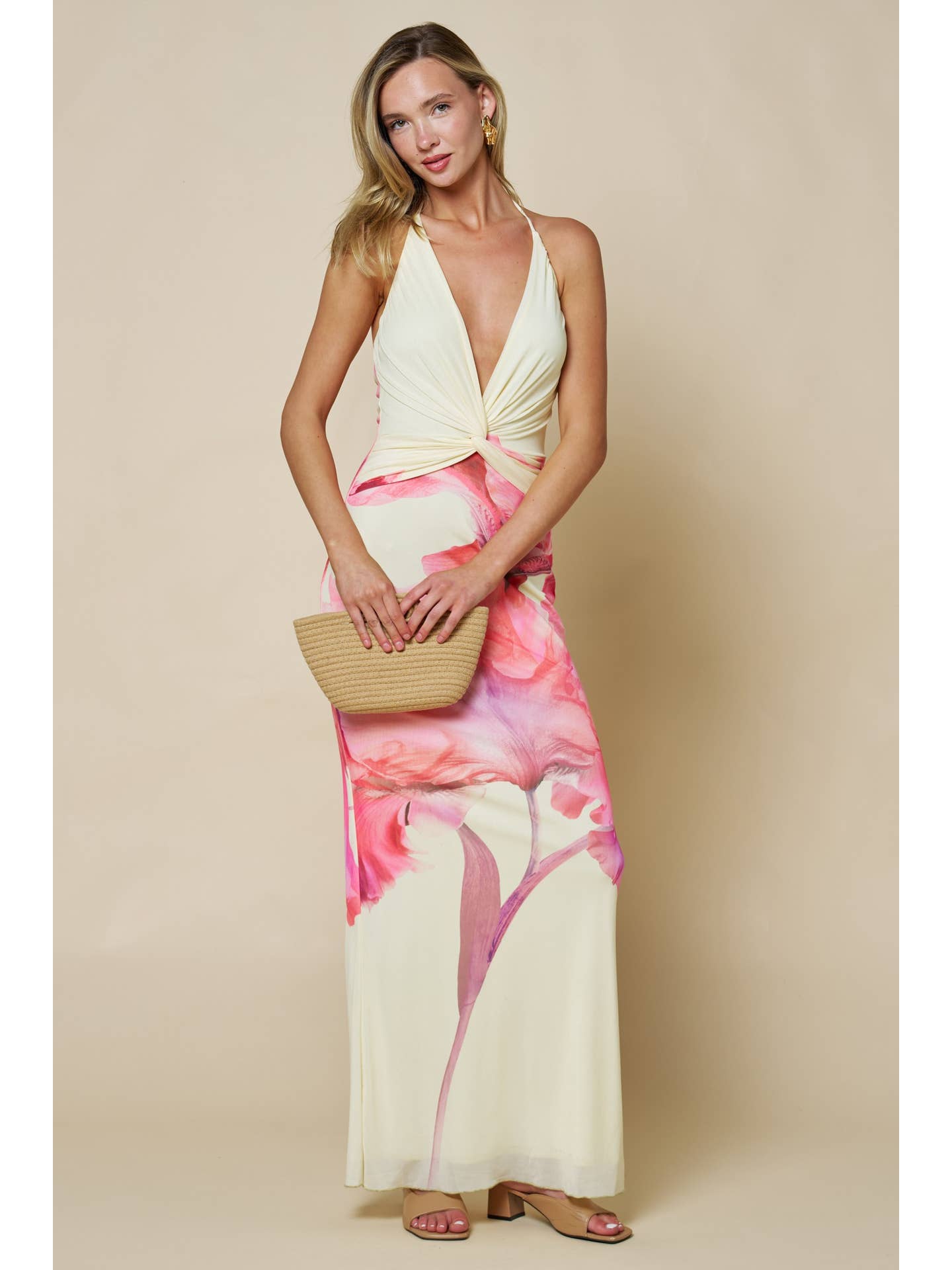 Yellow/Pink Floral Mesh Maxi