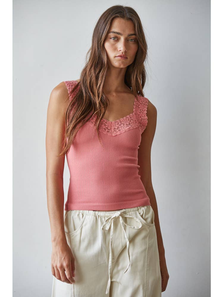 Cherry Seamless Lace Tank