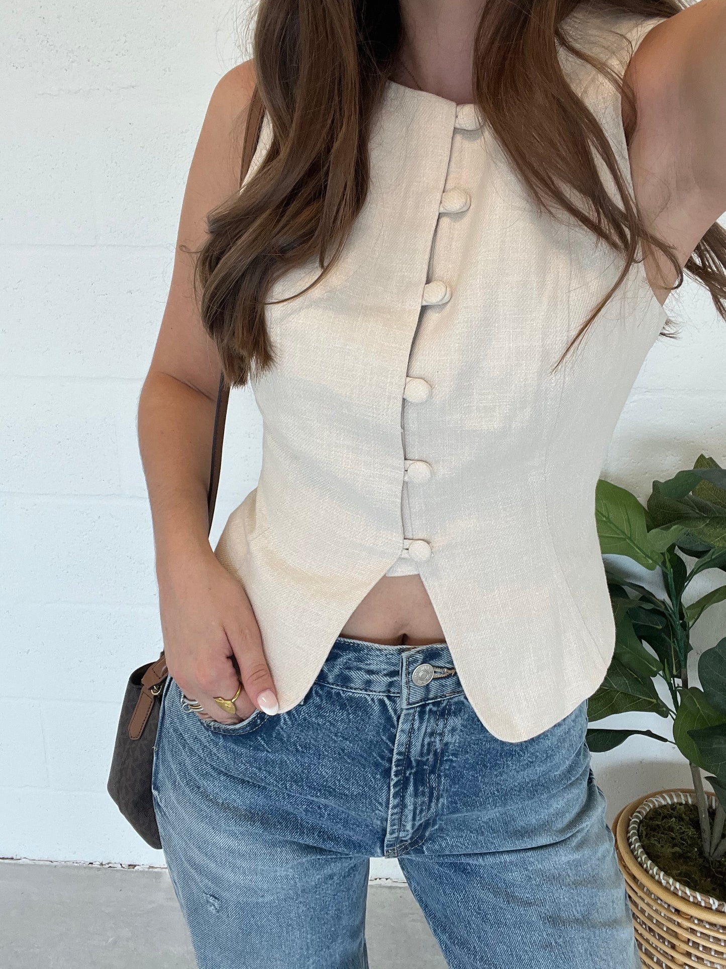 Warm Vanilla Button Vest