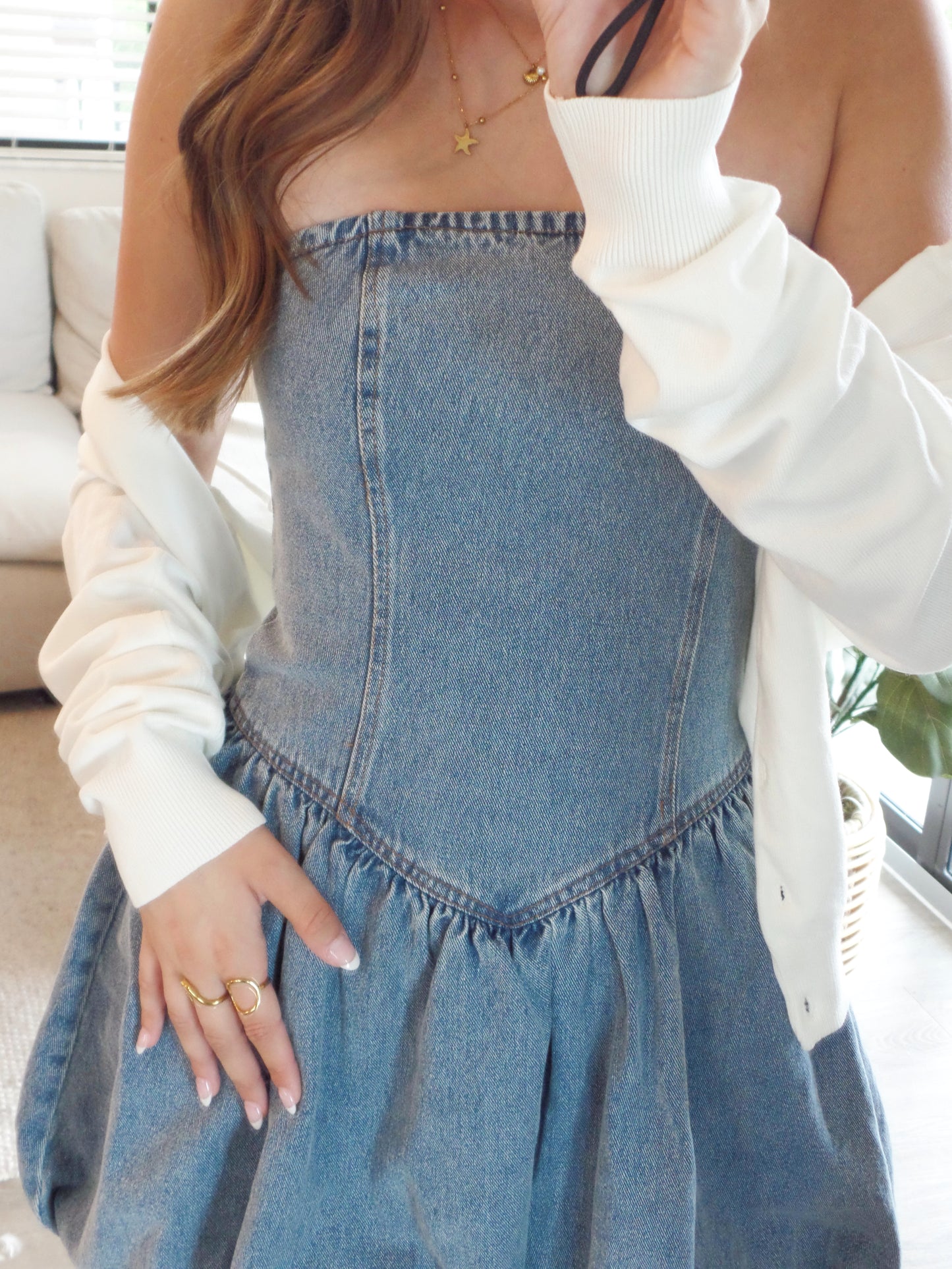 August Blues Denim Bubble Dress