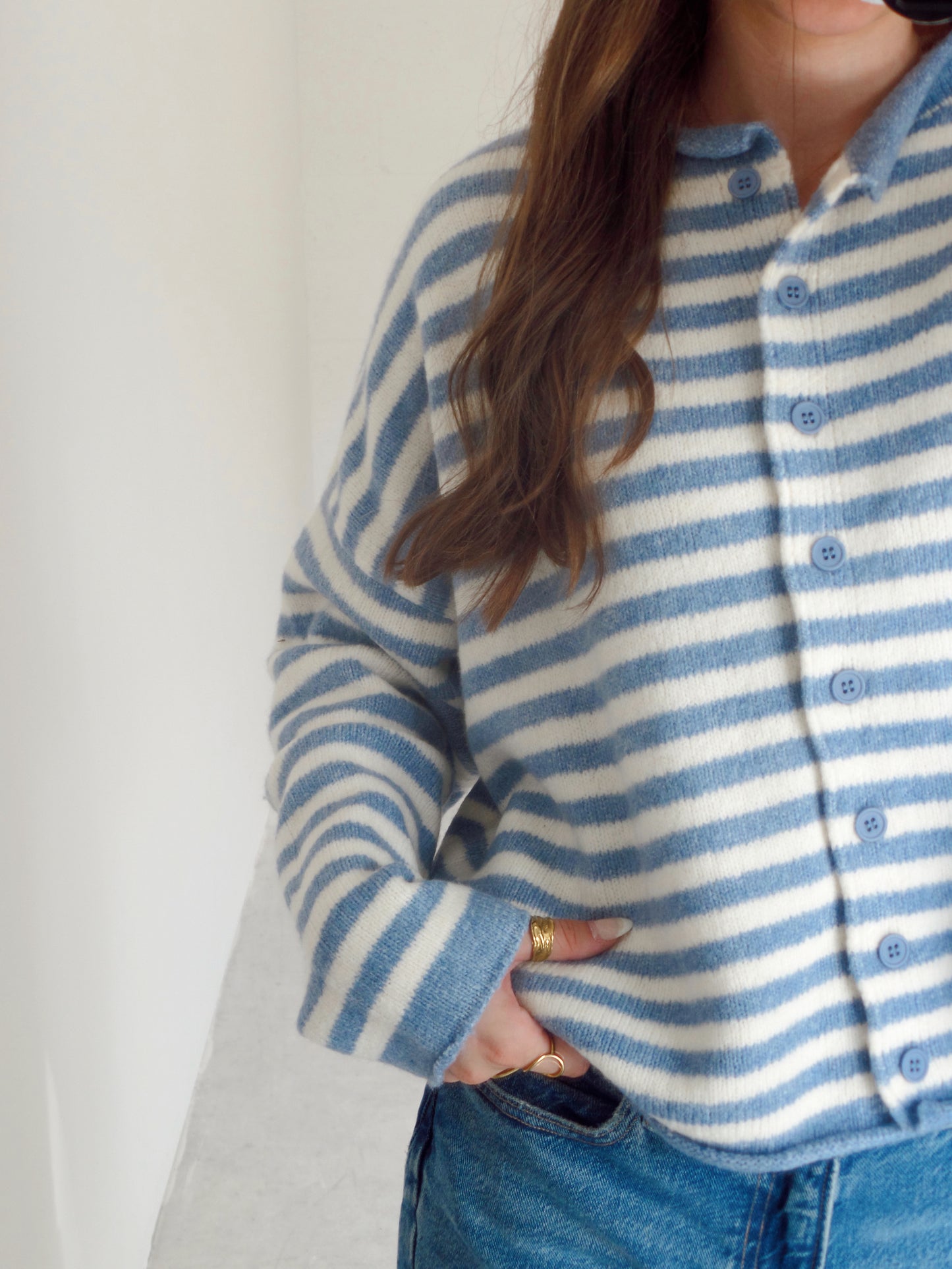Falling For Blue Stripe Cardigan