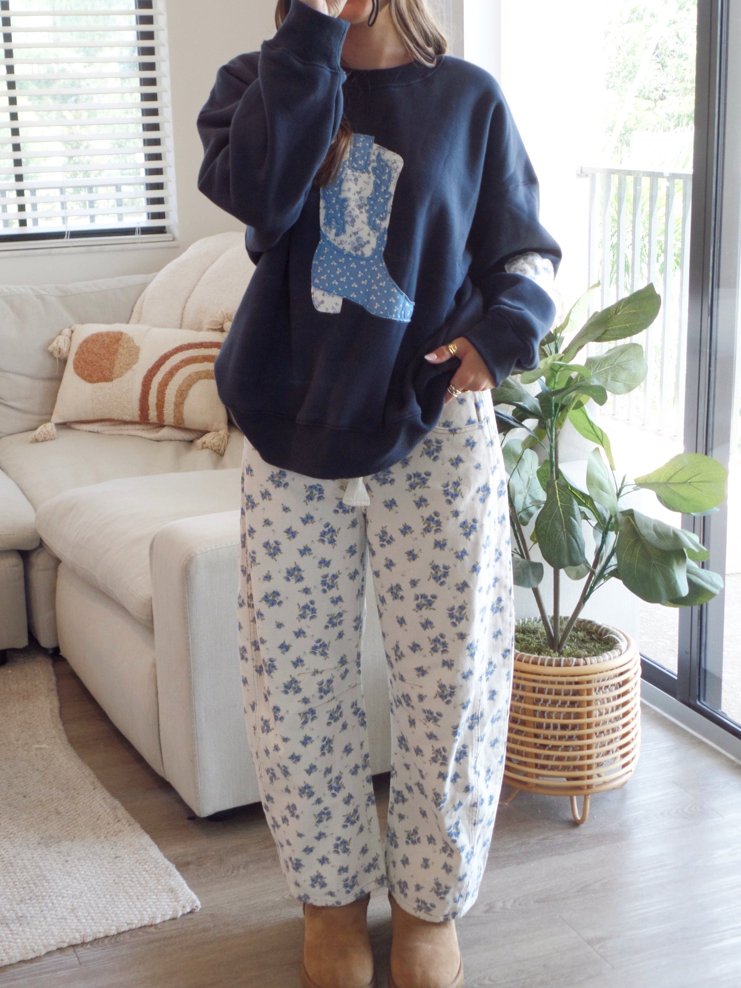 Barrel Me Floral Denim Pant