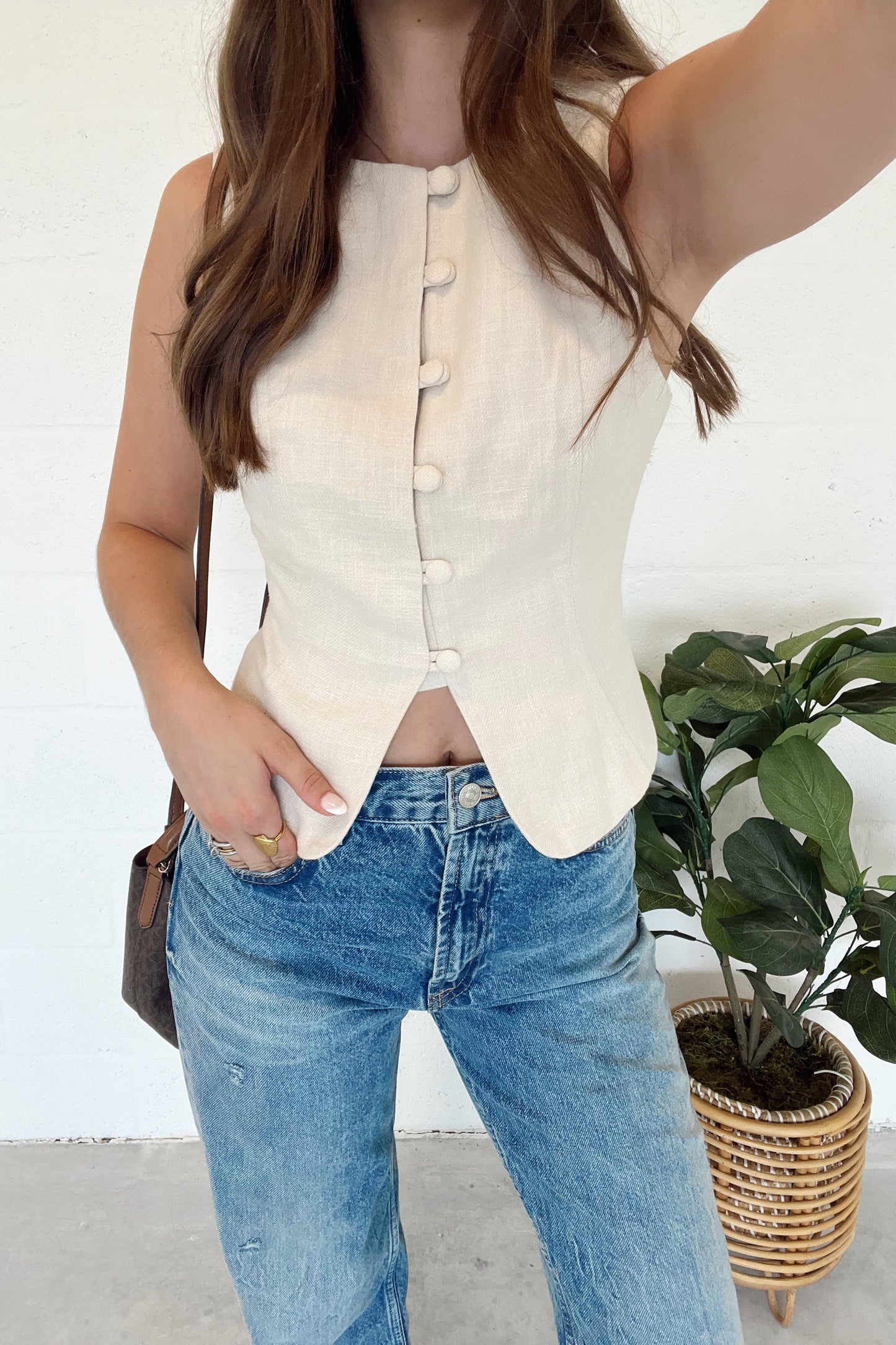 Warm Vanilla Button Vest