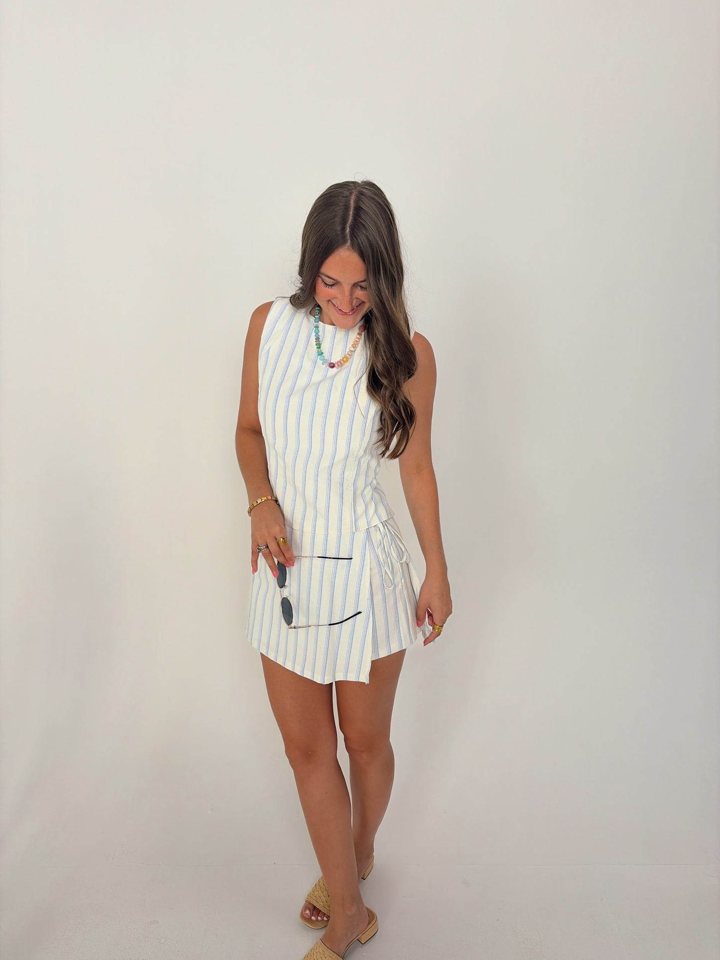 White stripe skort set