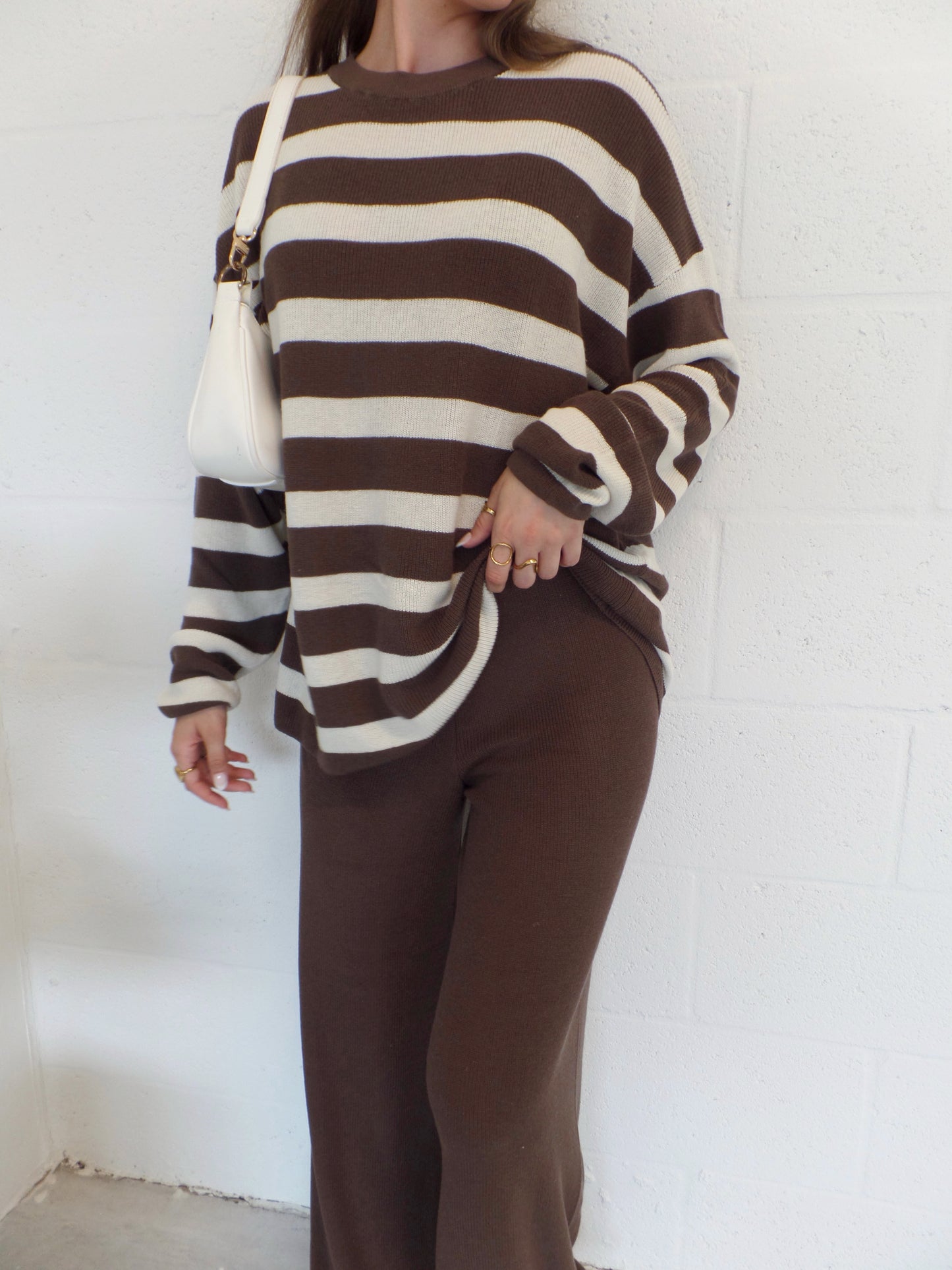 Cinnamon Knit Stripe Set