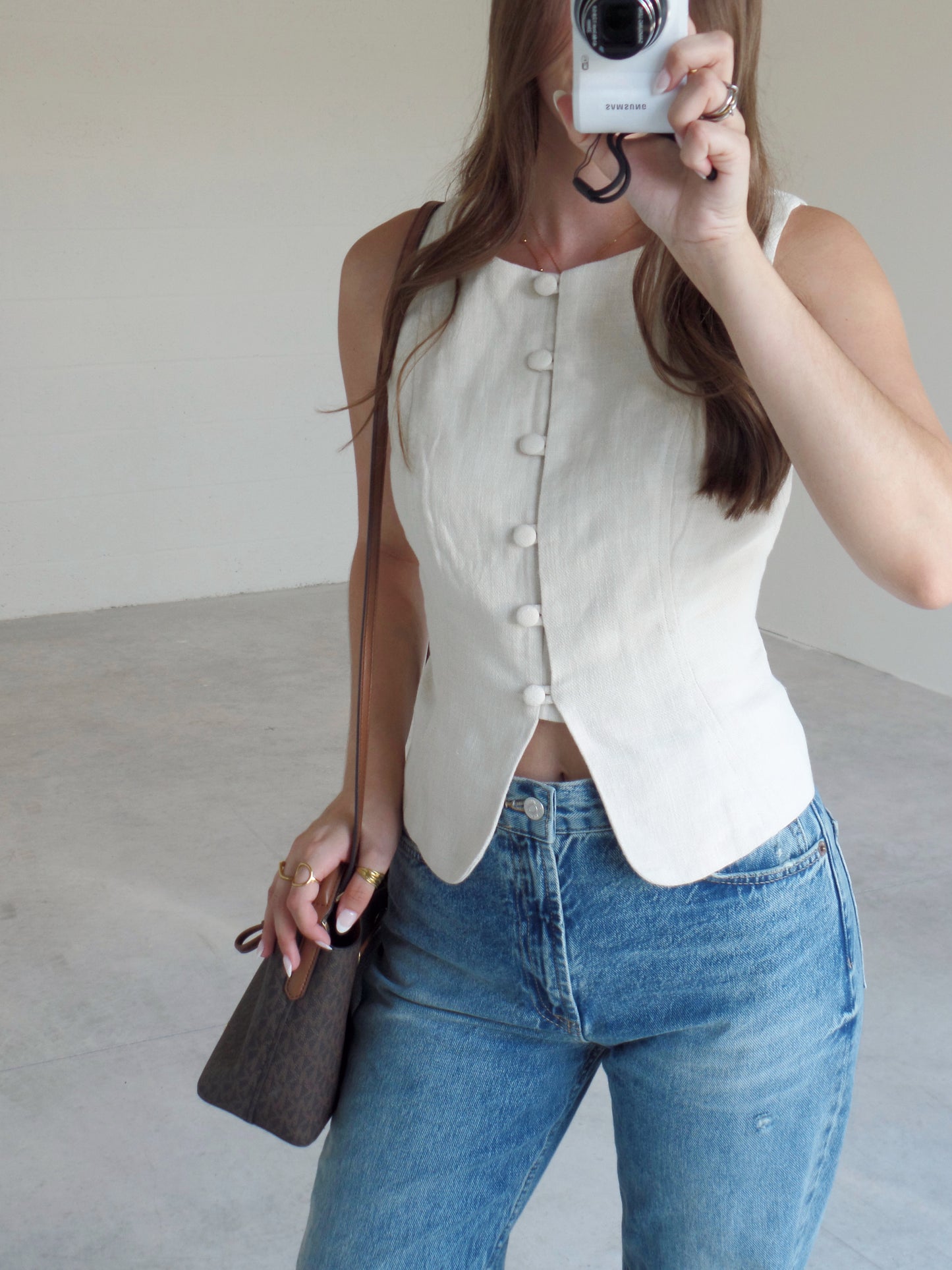 Warm Vanilla Button Vest