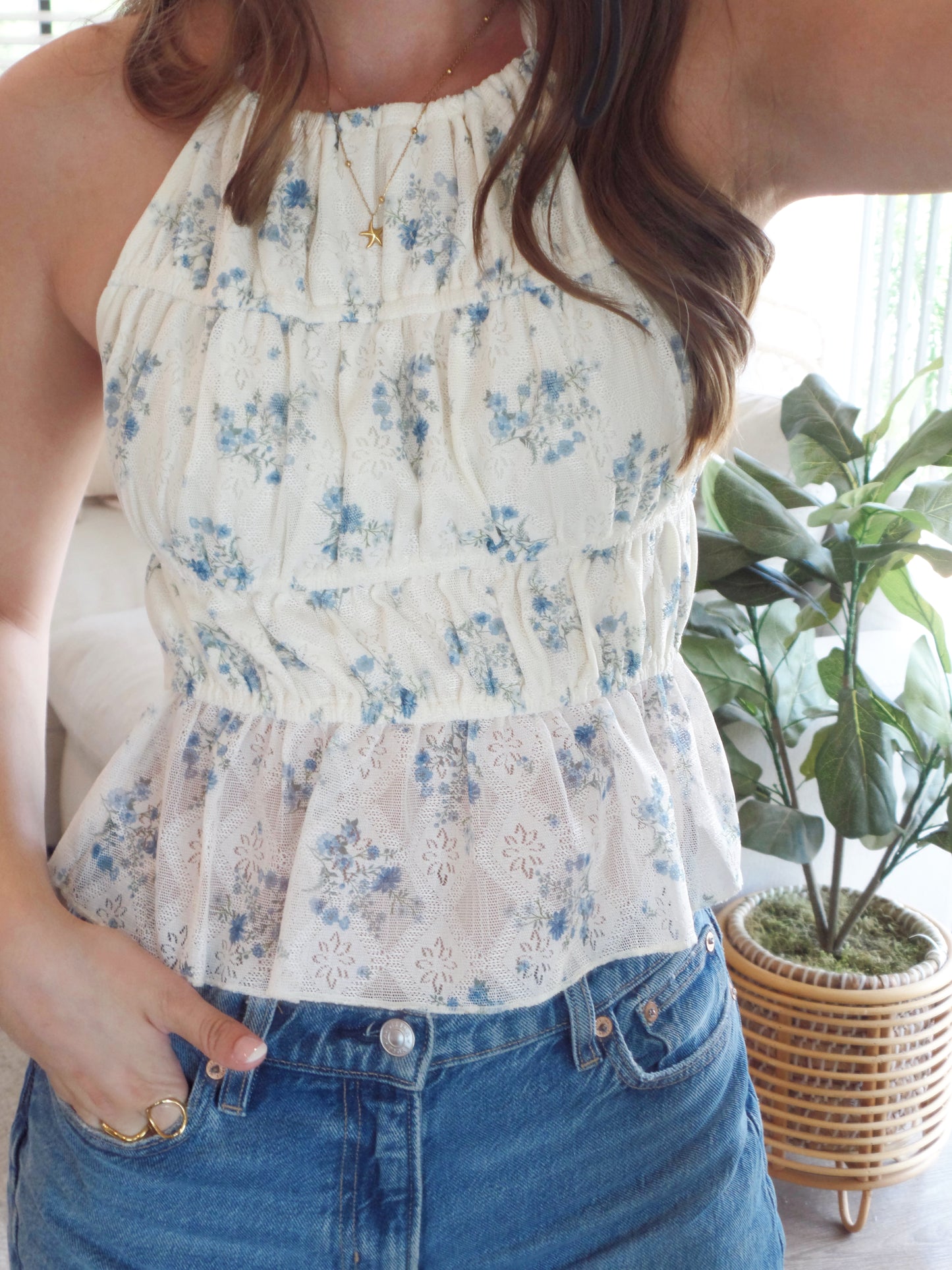 August Air Lace Halter Top