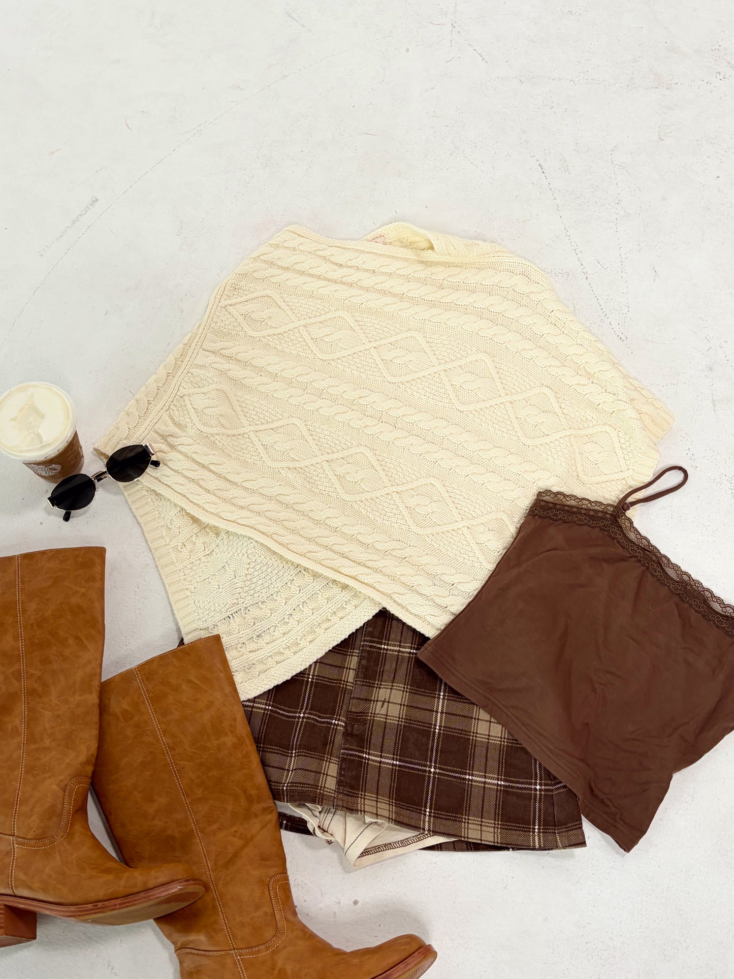Cream Knit Poncho