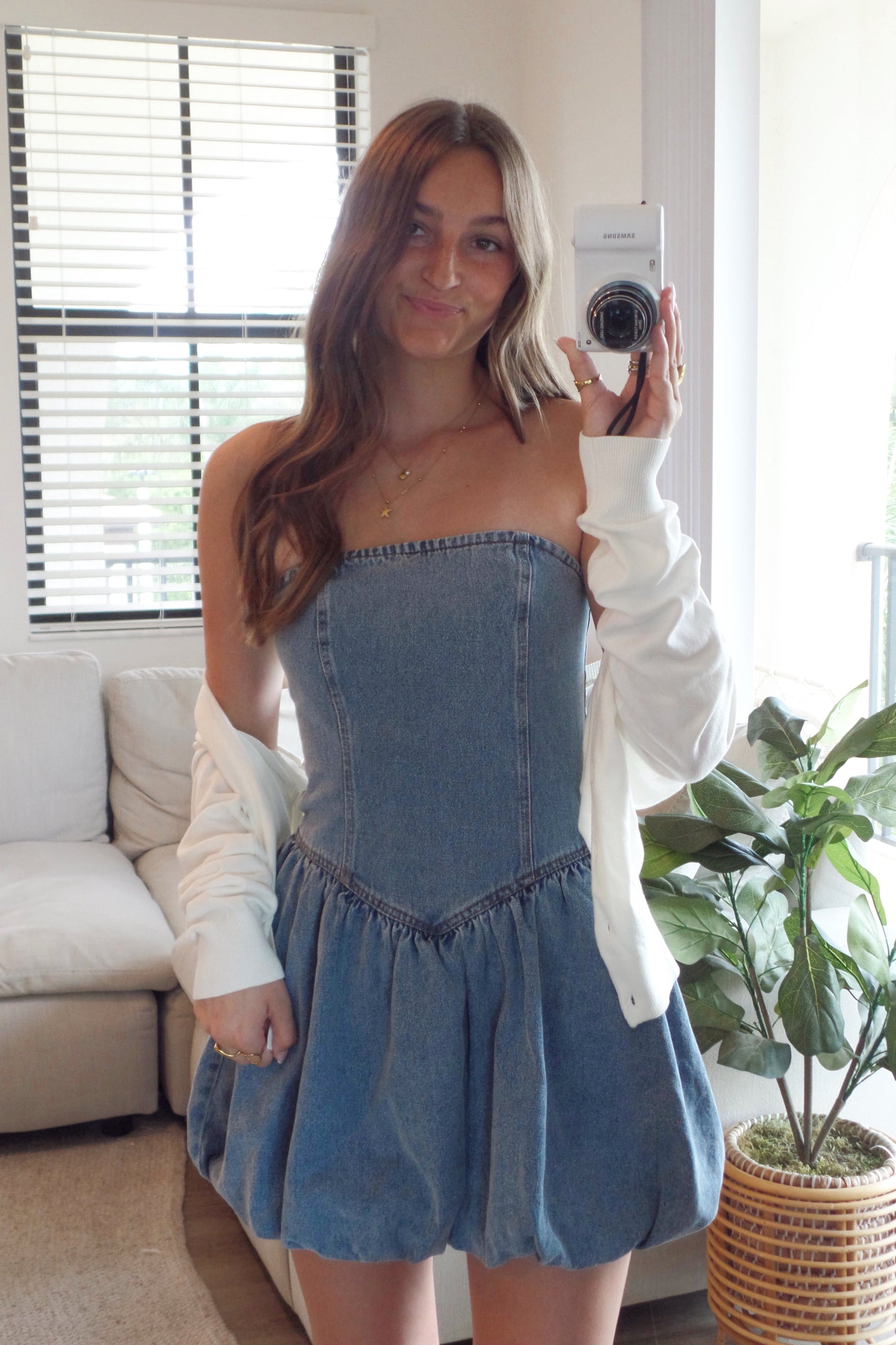 August Blues Denim Bubble Dress