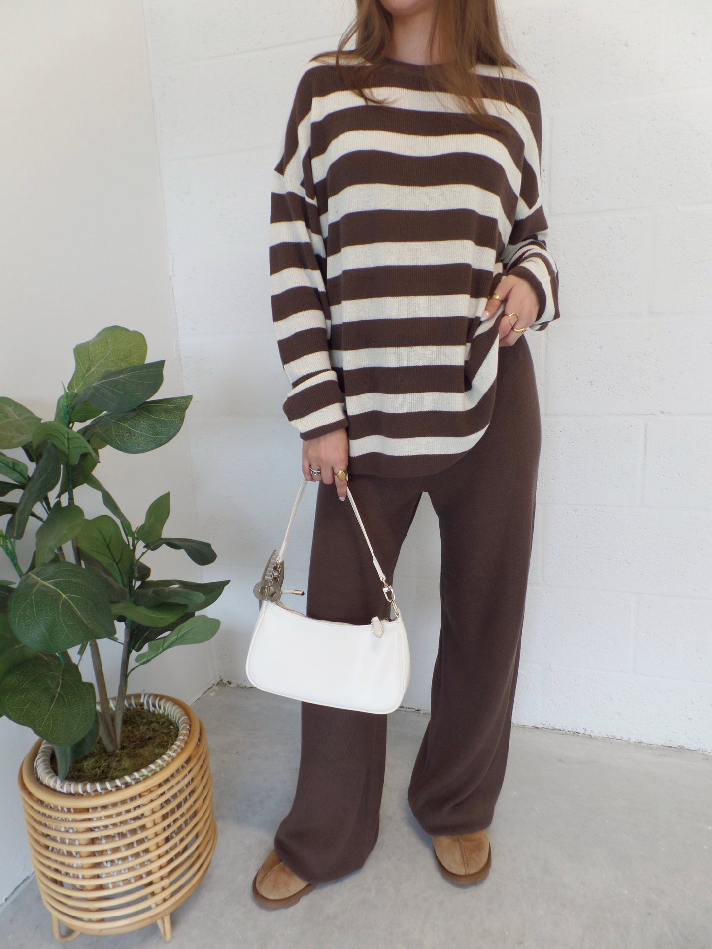 Cinnamon Knit Stripe Set