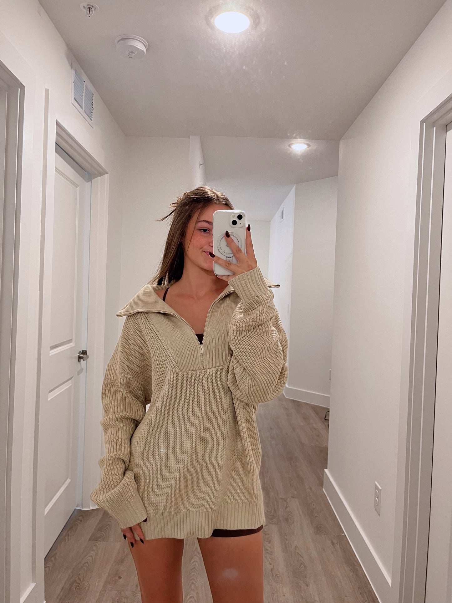 Oversized Half Zip Knit Sweater