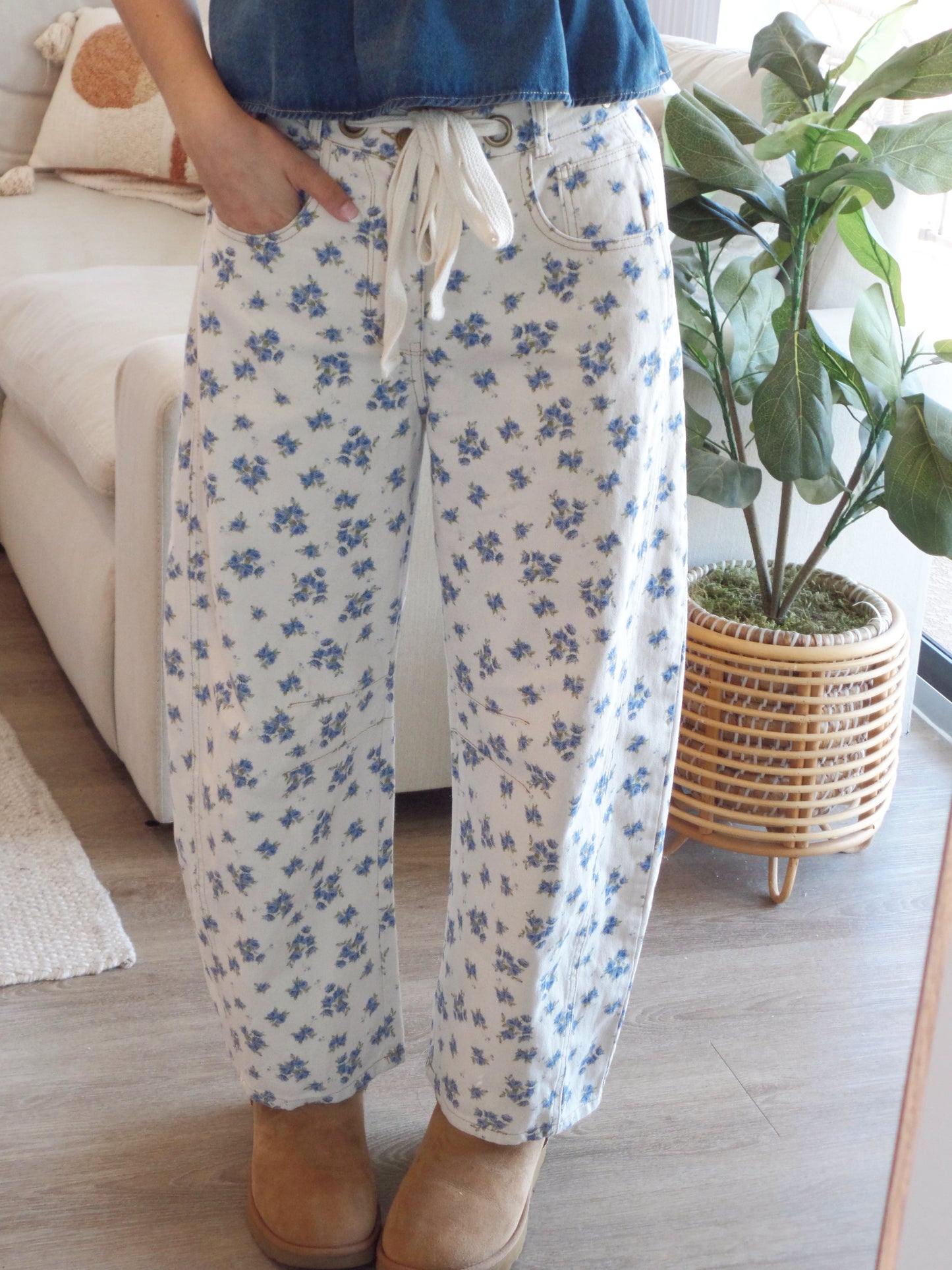 Barrel Me Floral Denim Pant
