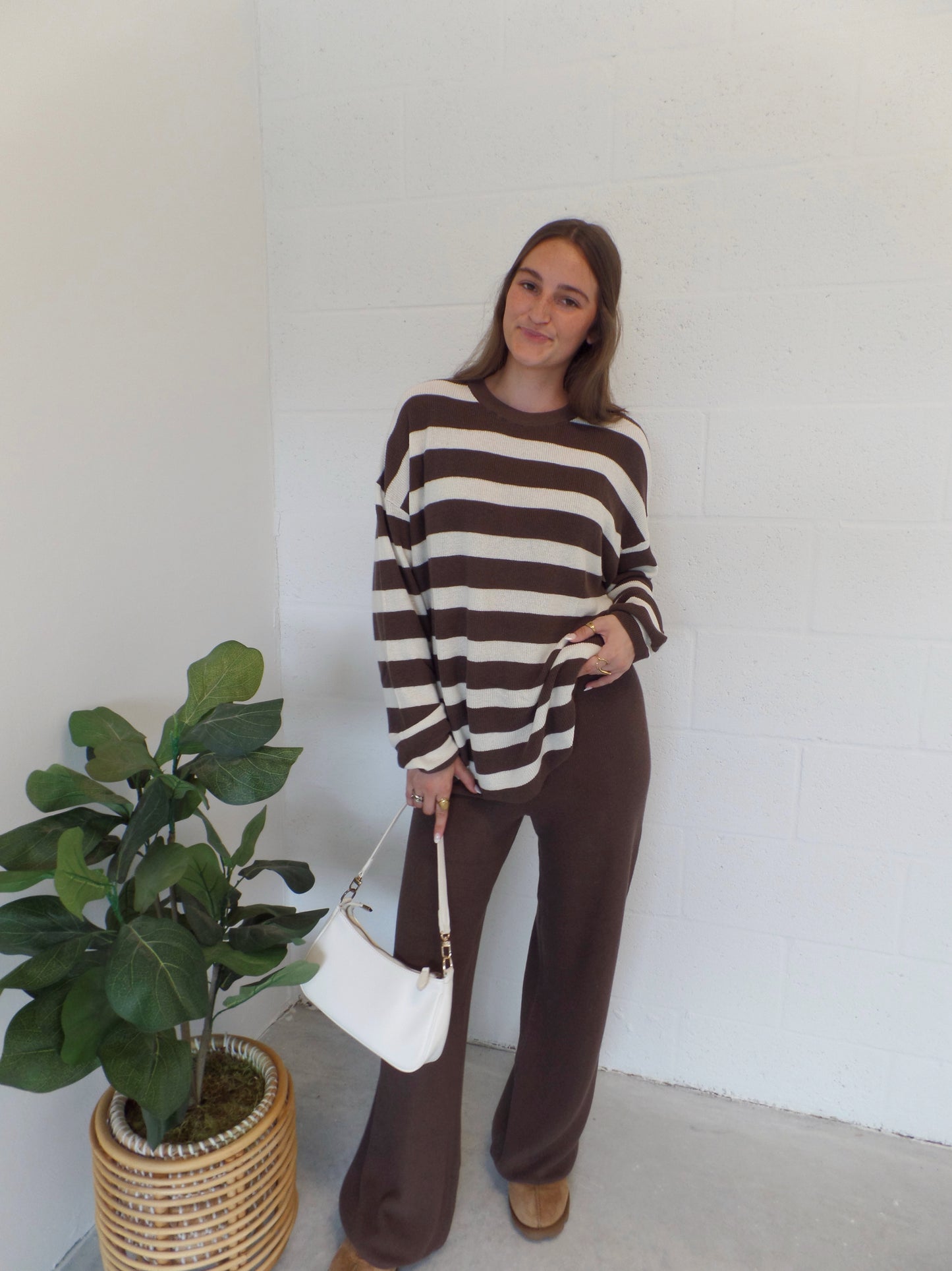 Cinnamon Knit Stripe Set