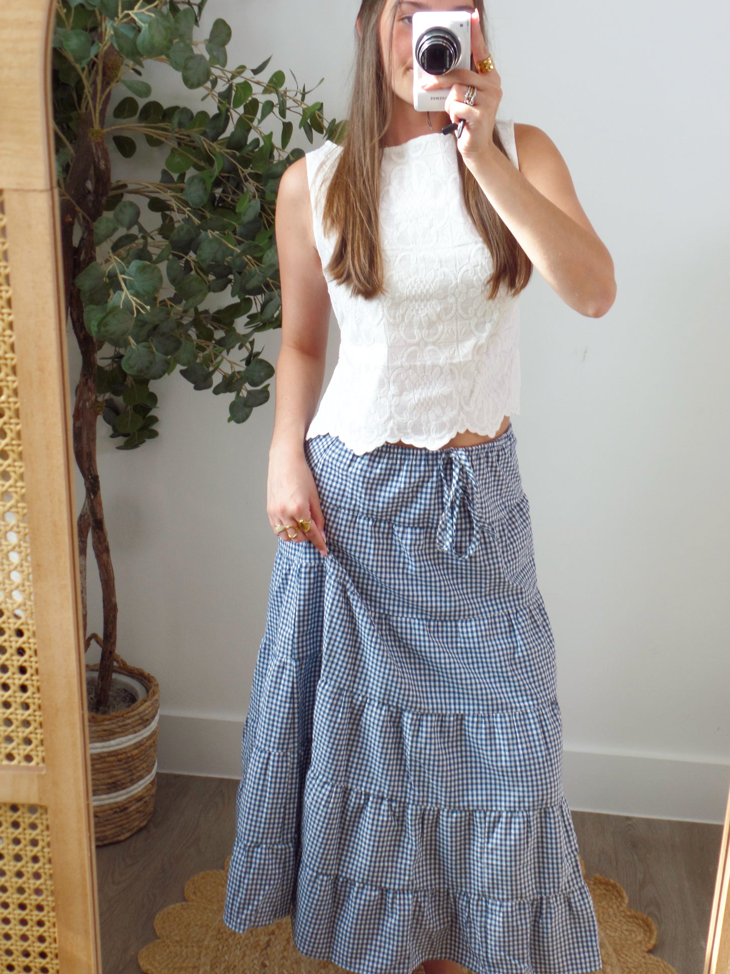 Scalloped Open Tie Top