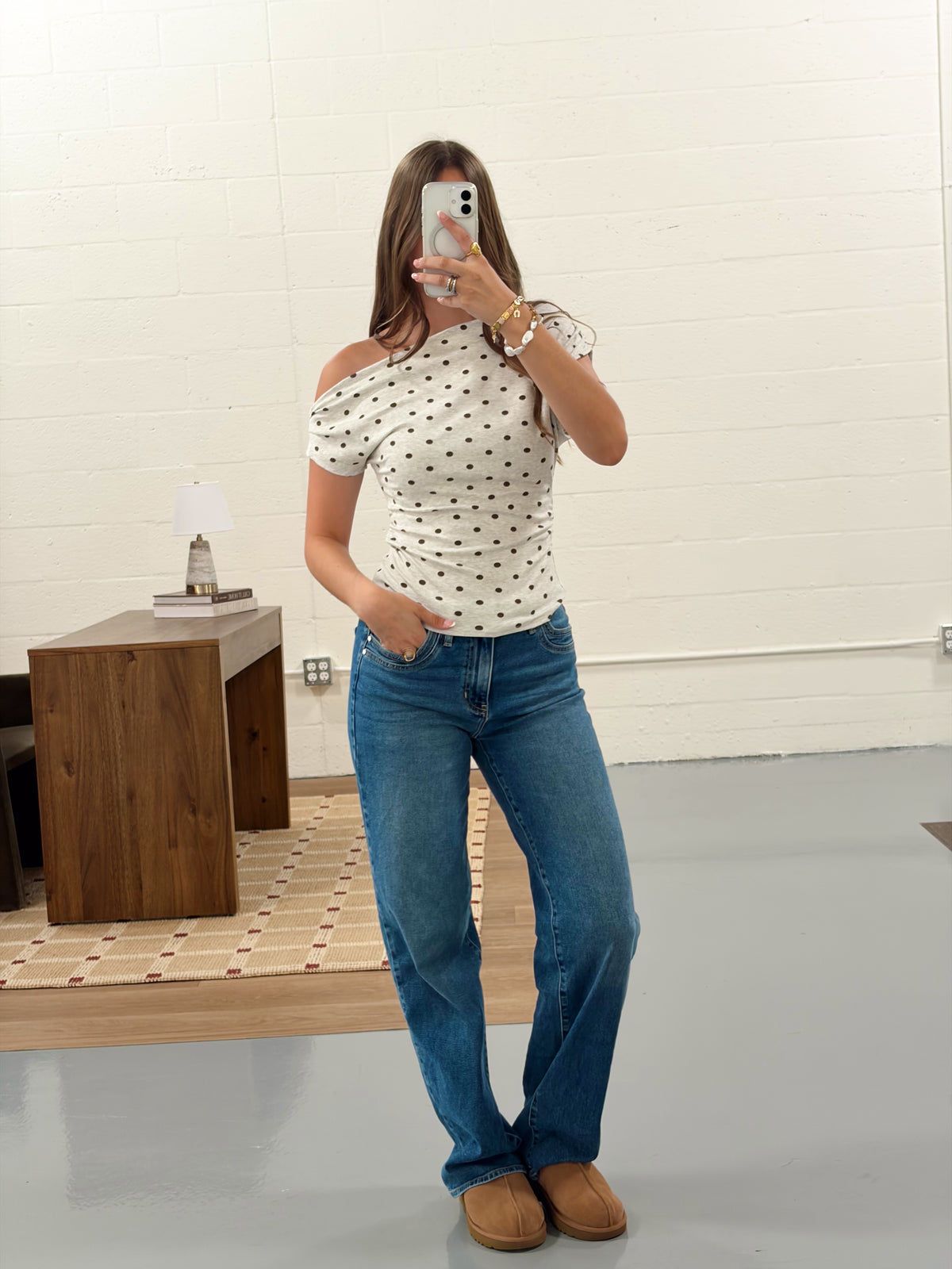 Mocha Polka Dot Top