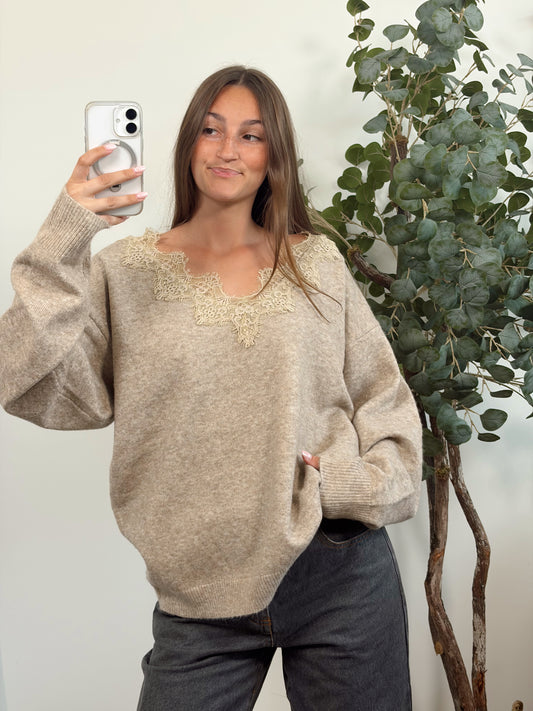 Toasted Lace Oversized Sweater