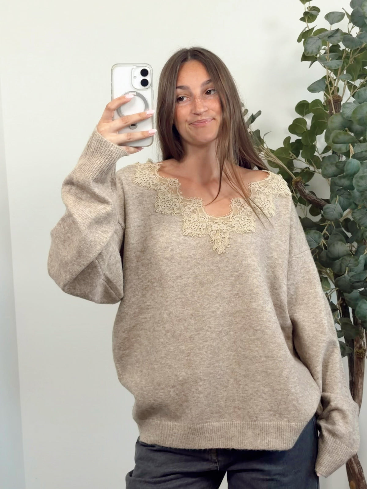 Toasted Lace Oversized Sweater