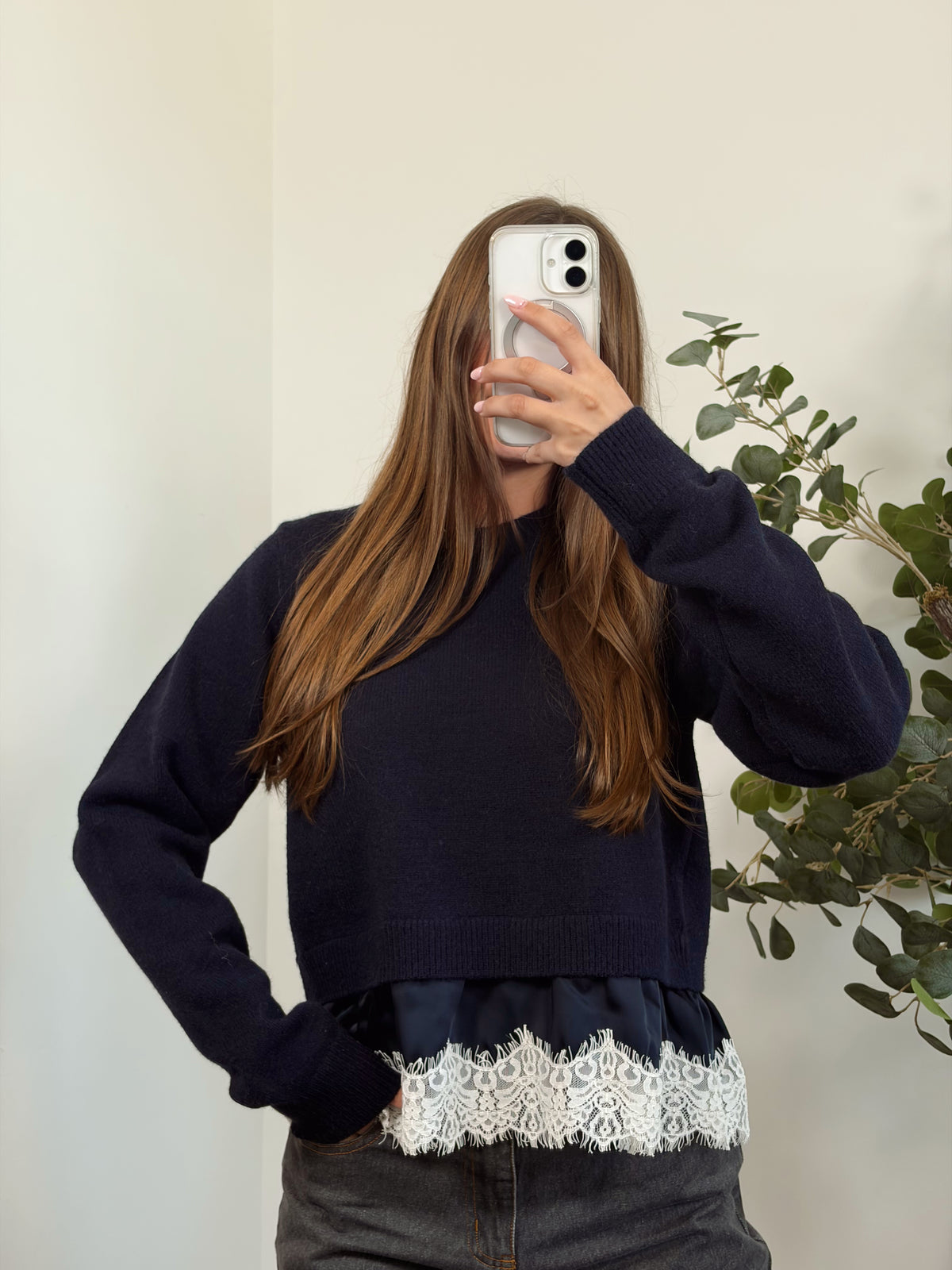 Colette Satin Lace Sweater