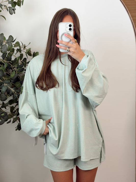 Mint Stripe Short Set