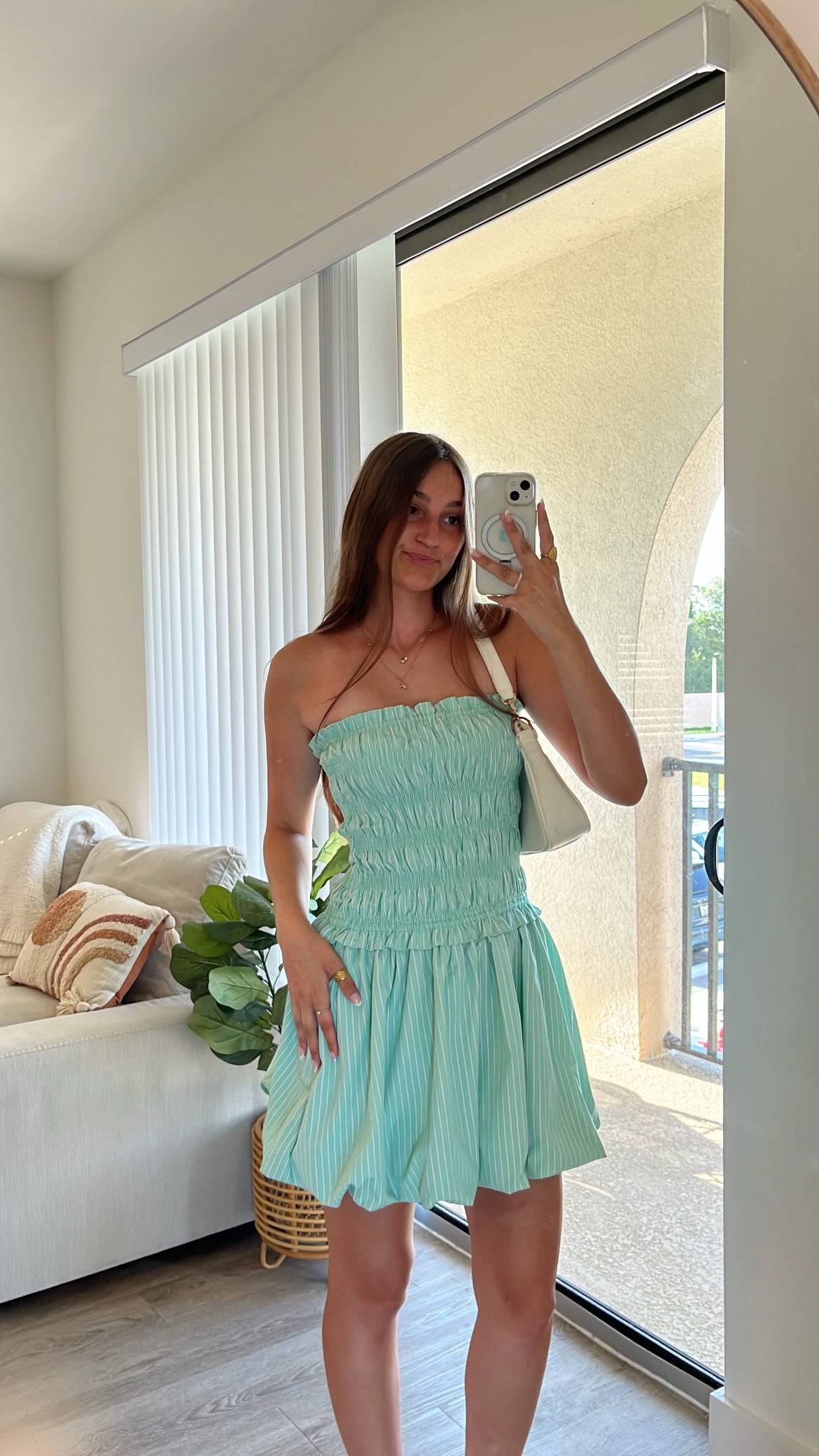Seafoam Smocked Dress