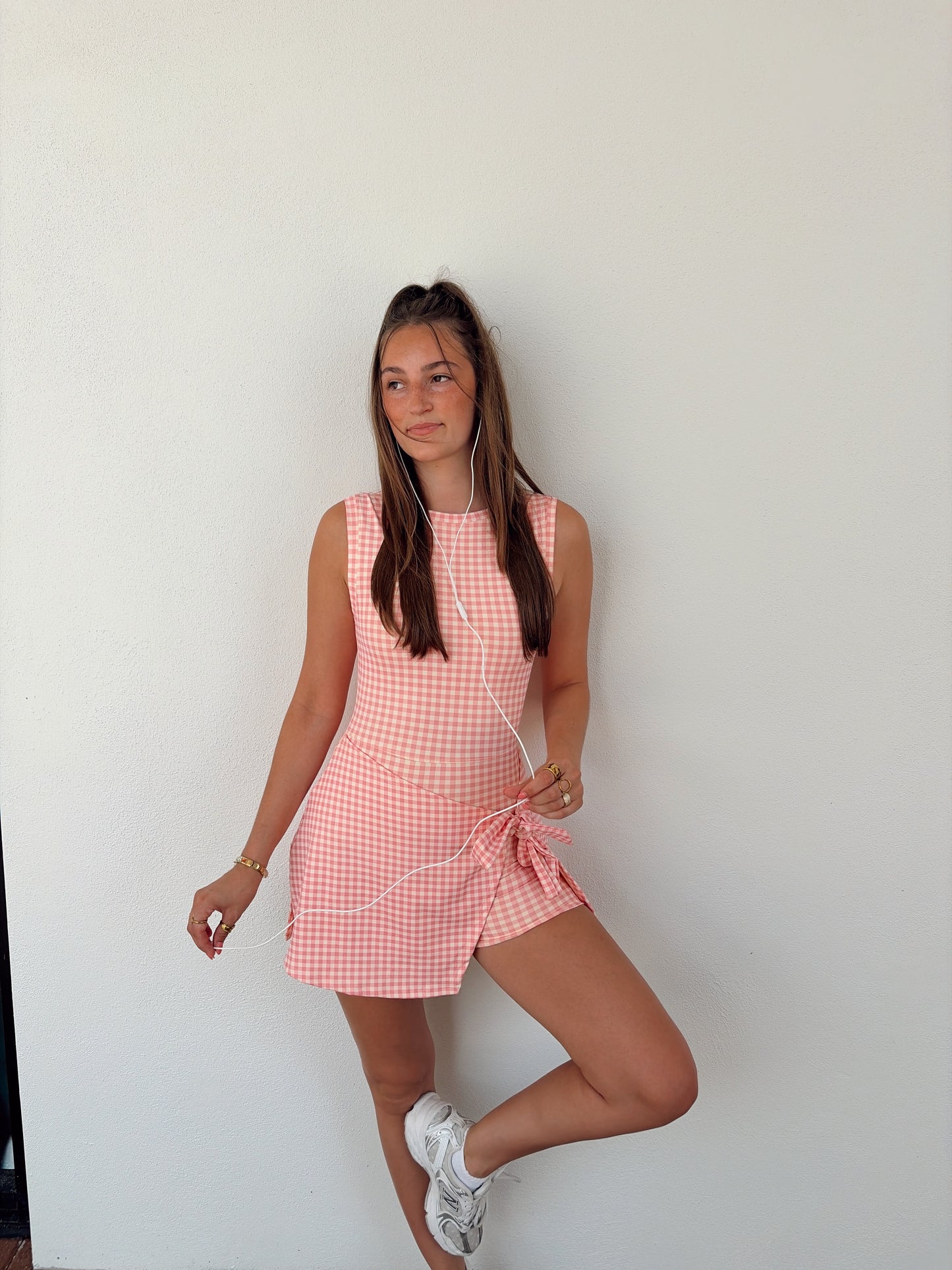 In Motion Gingham Romper Dress
