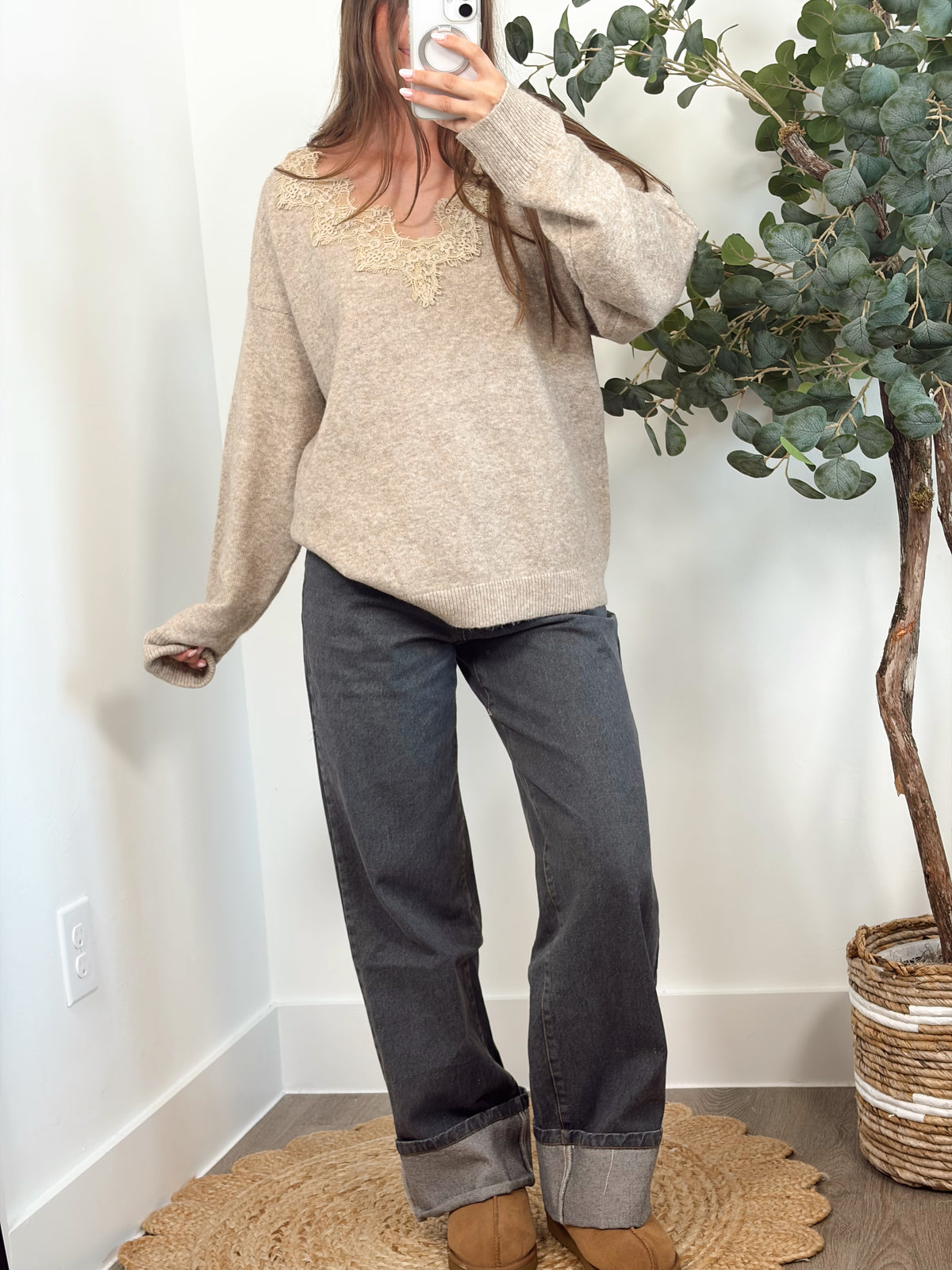 Toasted Lace Oversized Sweater