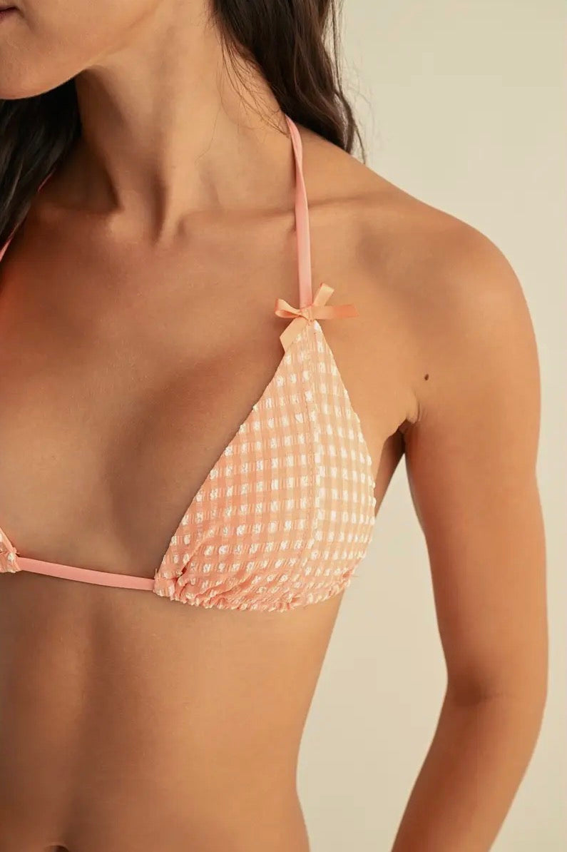 Coral Gingham Bikini