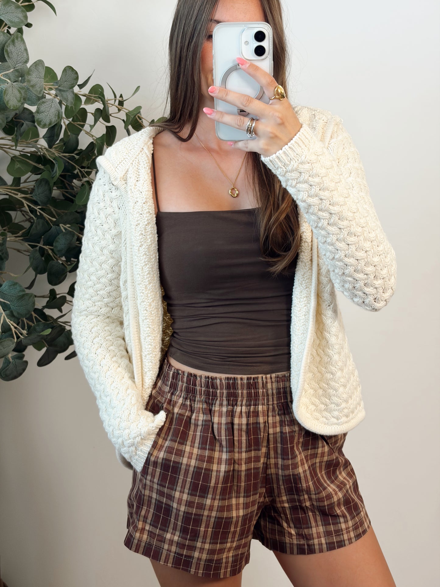 Brown Plaid Shorts