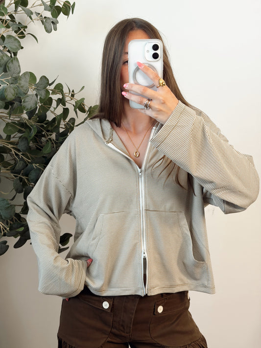 Taupe/White Double Zipper