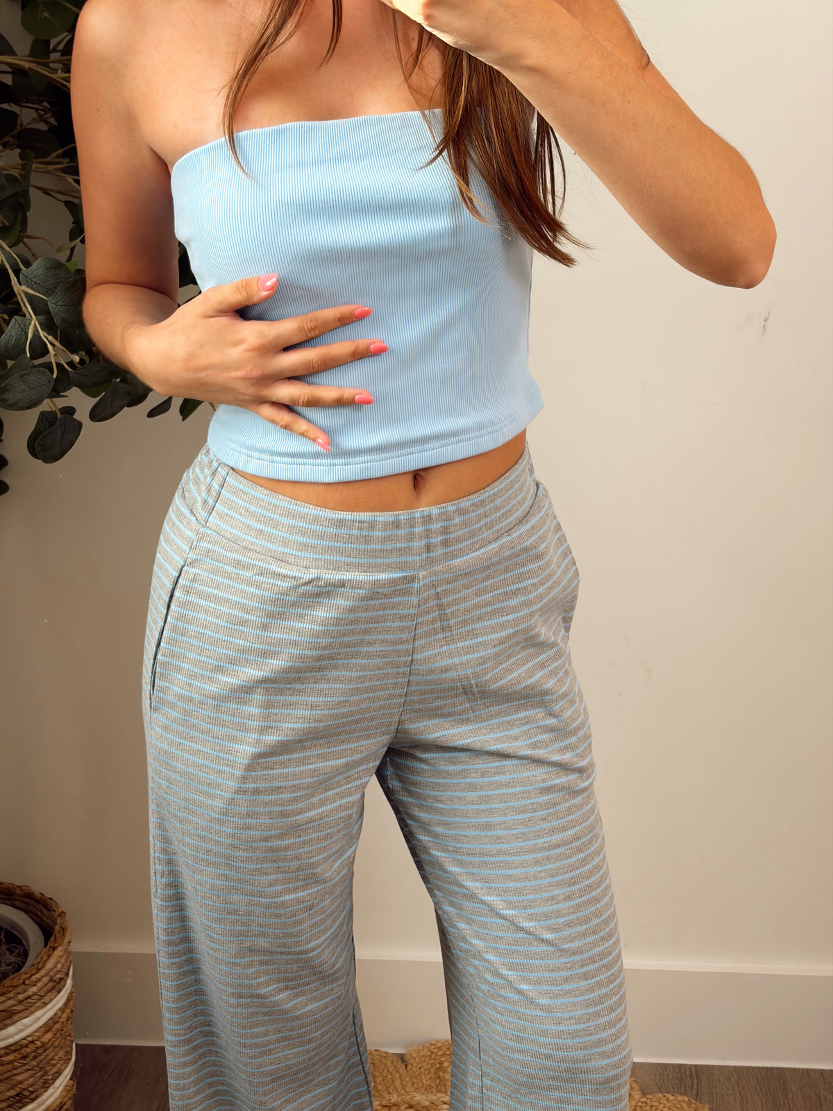 Blue/grey tube top set