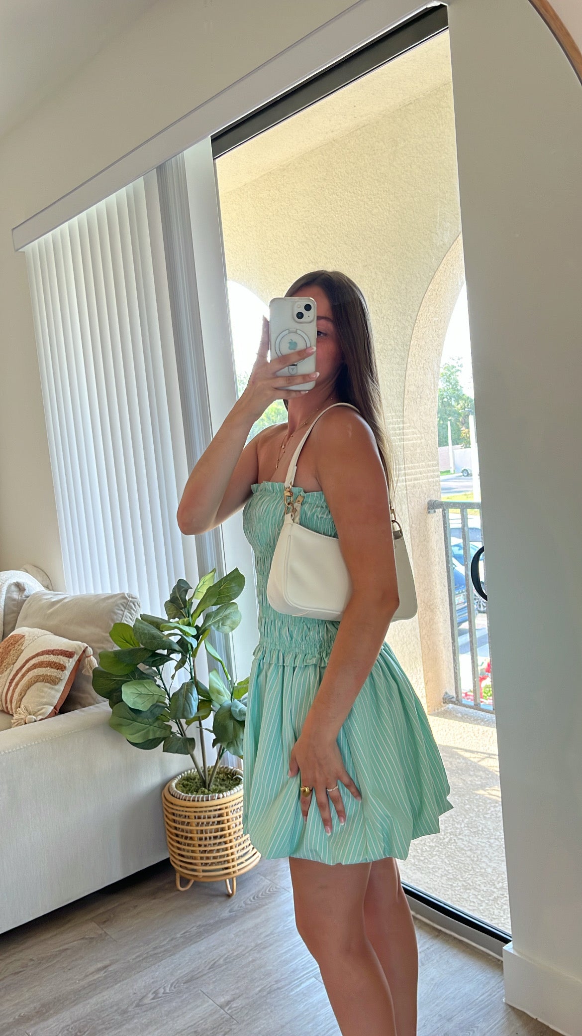 Seafoam Smocked Dress