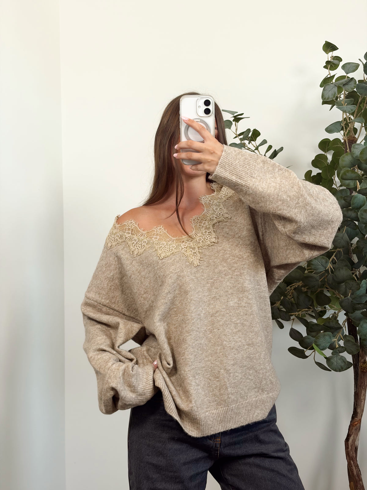 Toasted Lace Oversized Sweater