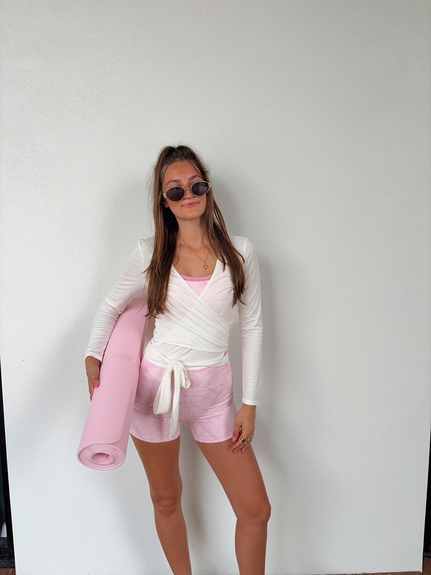Vanilla Wrap Tie Athletic Top