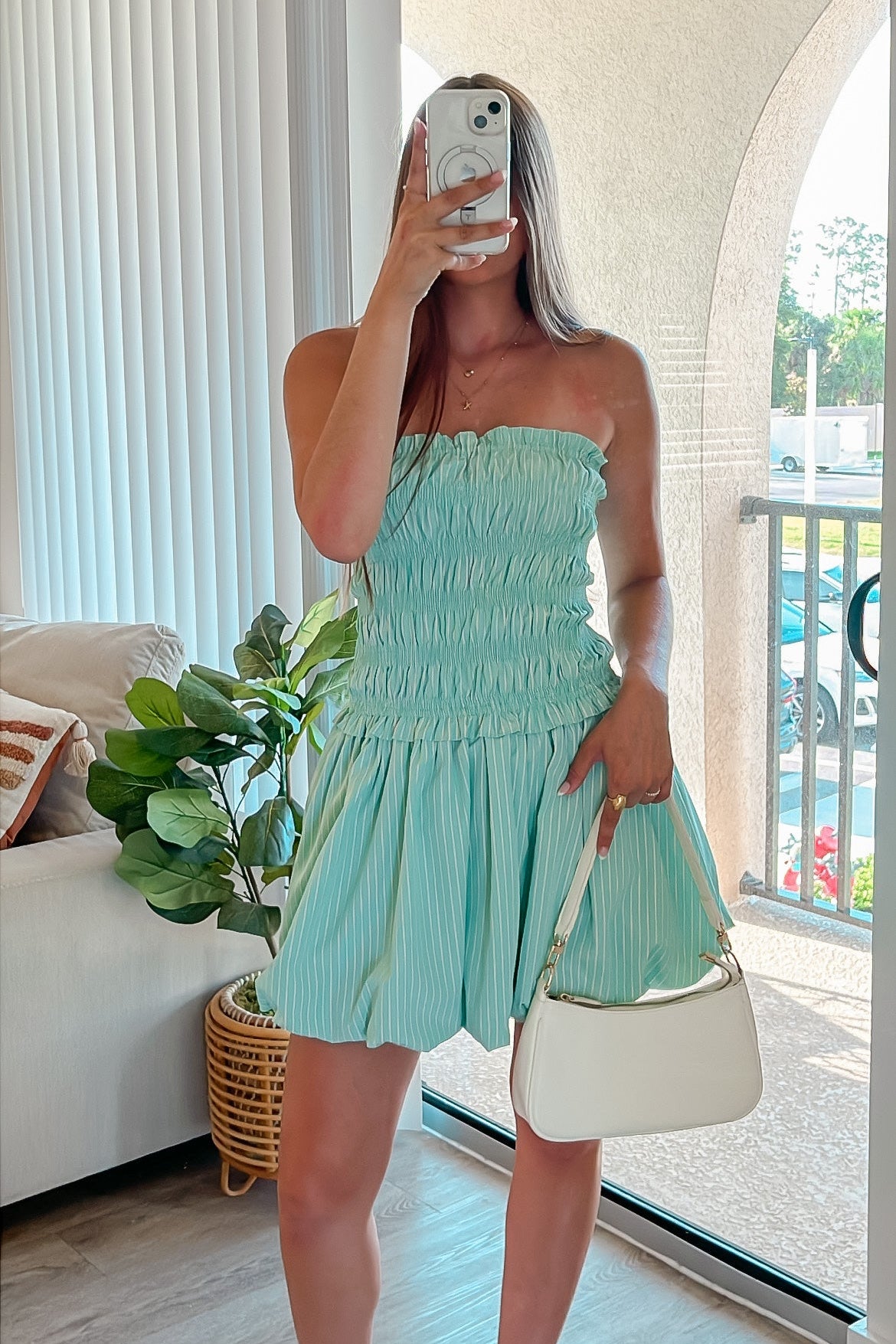 Seafoam Smocked Dress