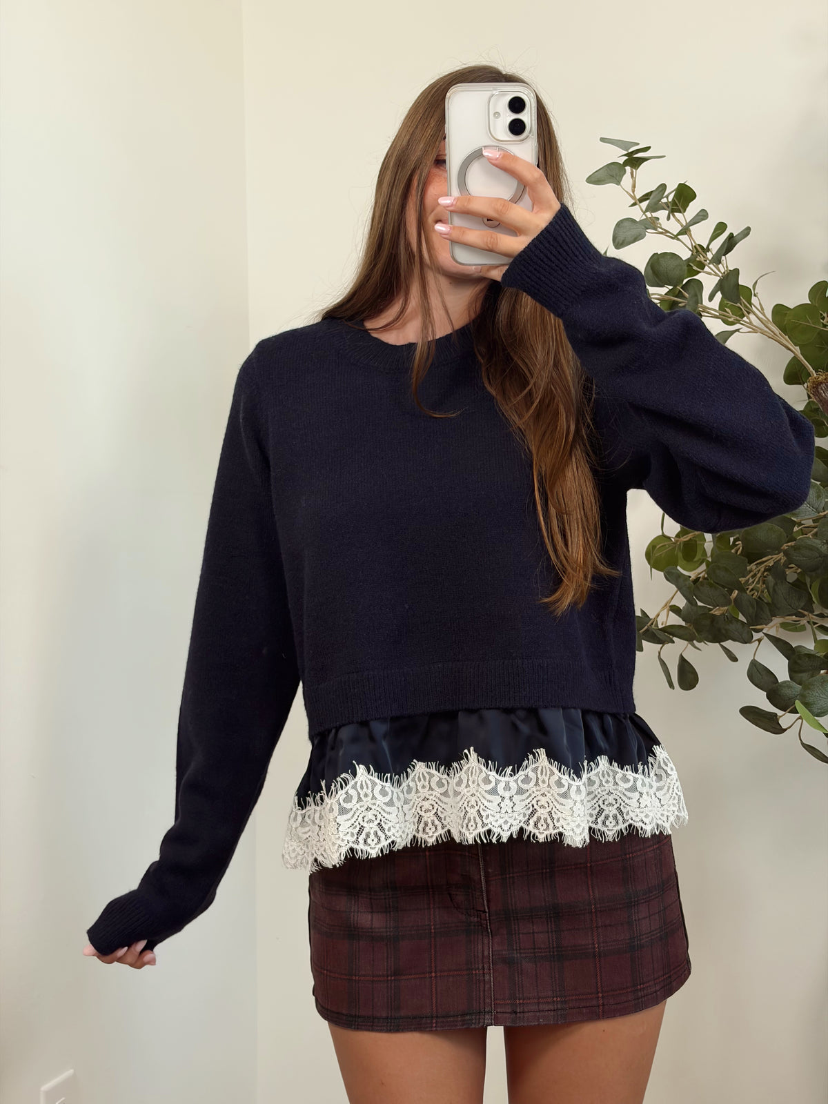 Colette Satin Lace Sweater