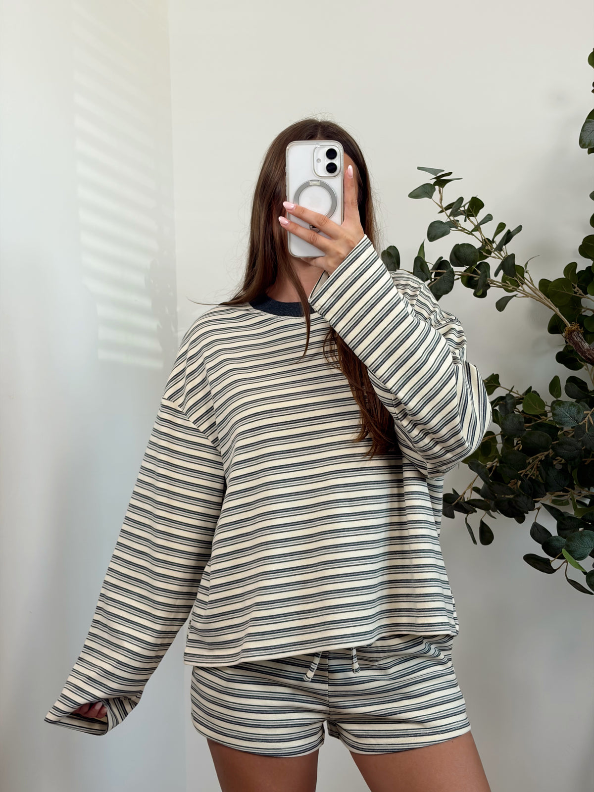 Warm Grey Stripe Set