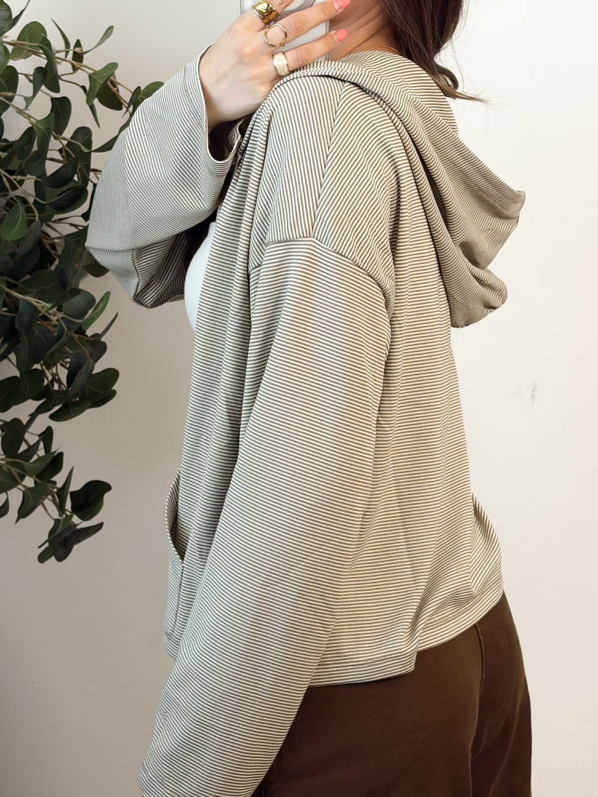 Taupe/White Double Zipper