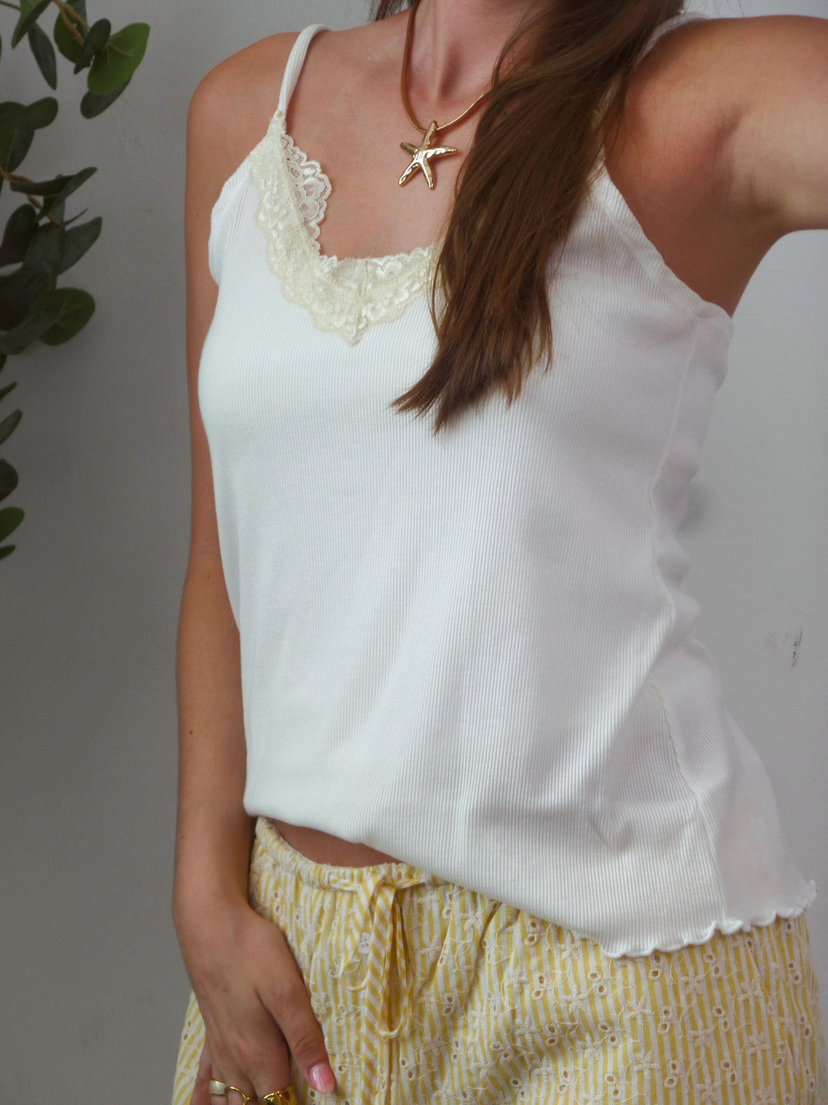 Sunshine Lace Ribbed Top
