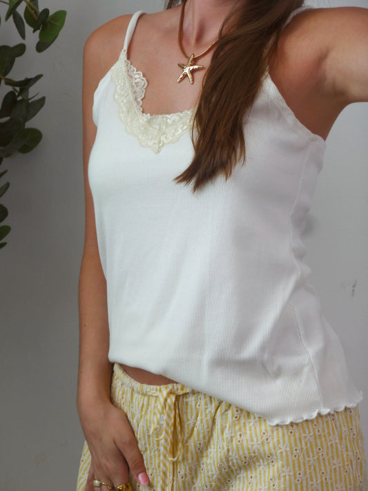 Sunshine Lace Ribbed Top