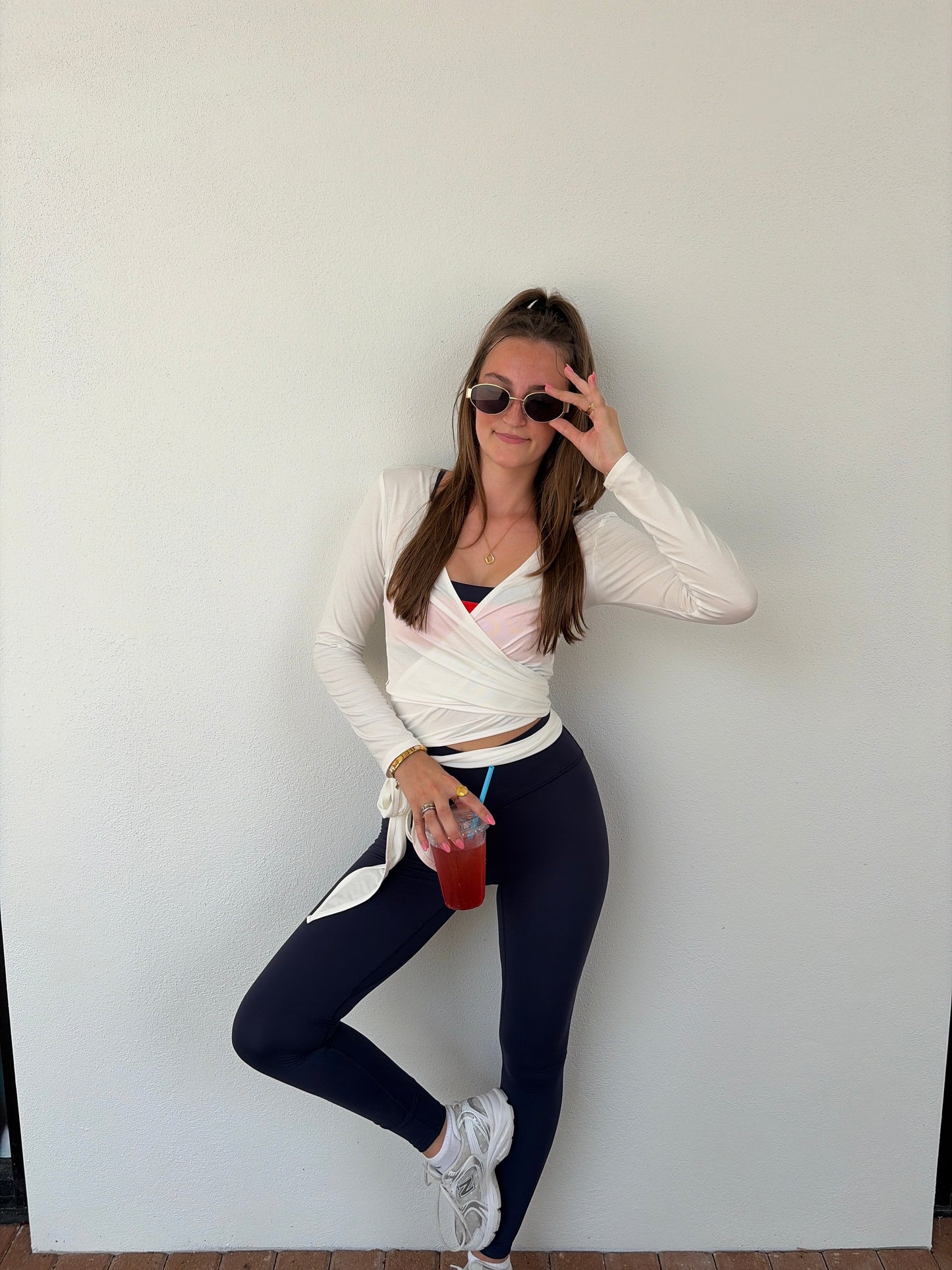 Vanilla Wrap Tie Athletic Top