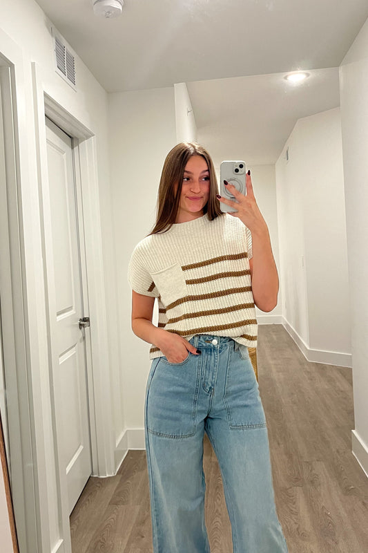 Stripe Knit Pocket Top