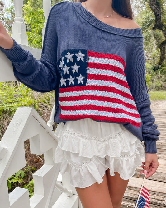 USA Knit Sweater - Navy