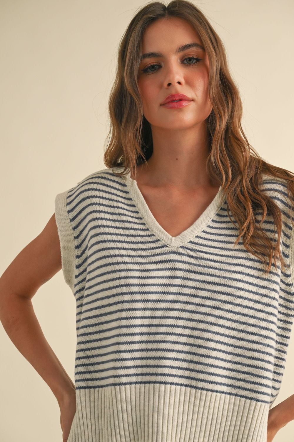 Blue Stripe Knit Top