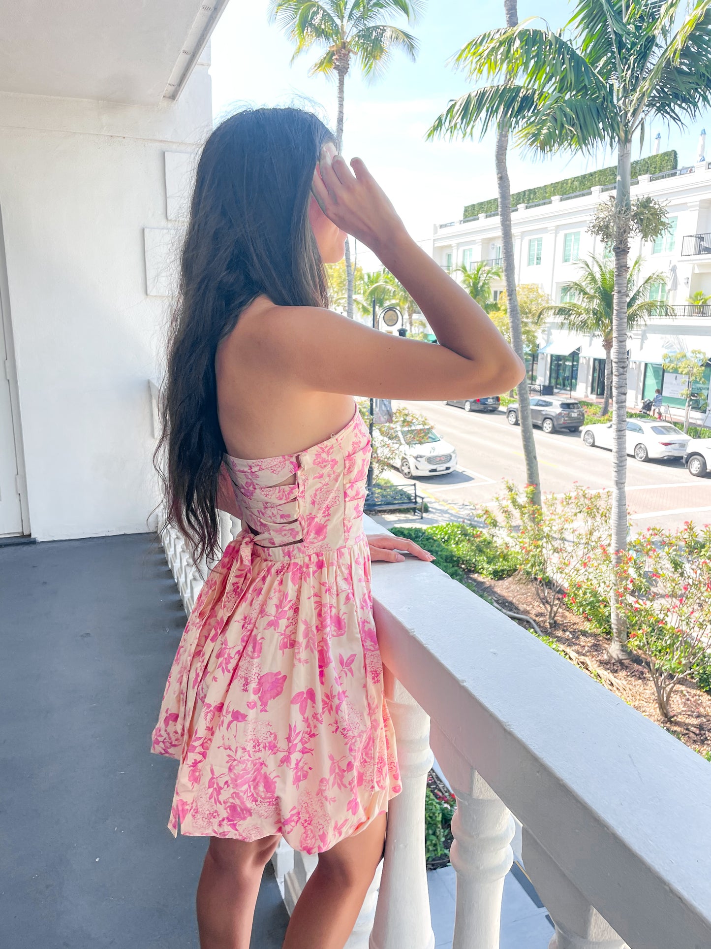 Blush Floral Tie Back Dress