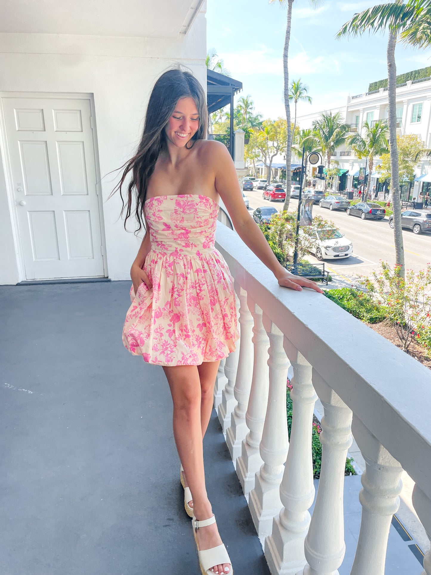 Blush Floral Tie Back Dress