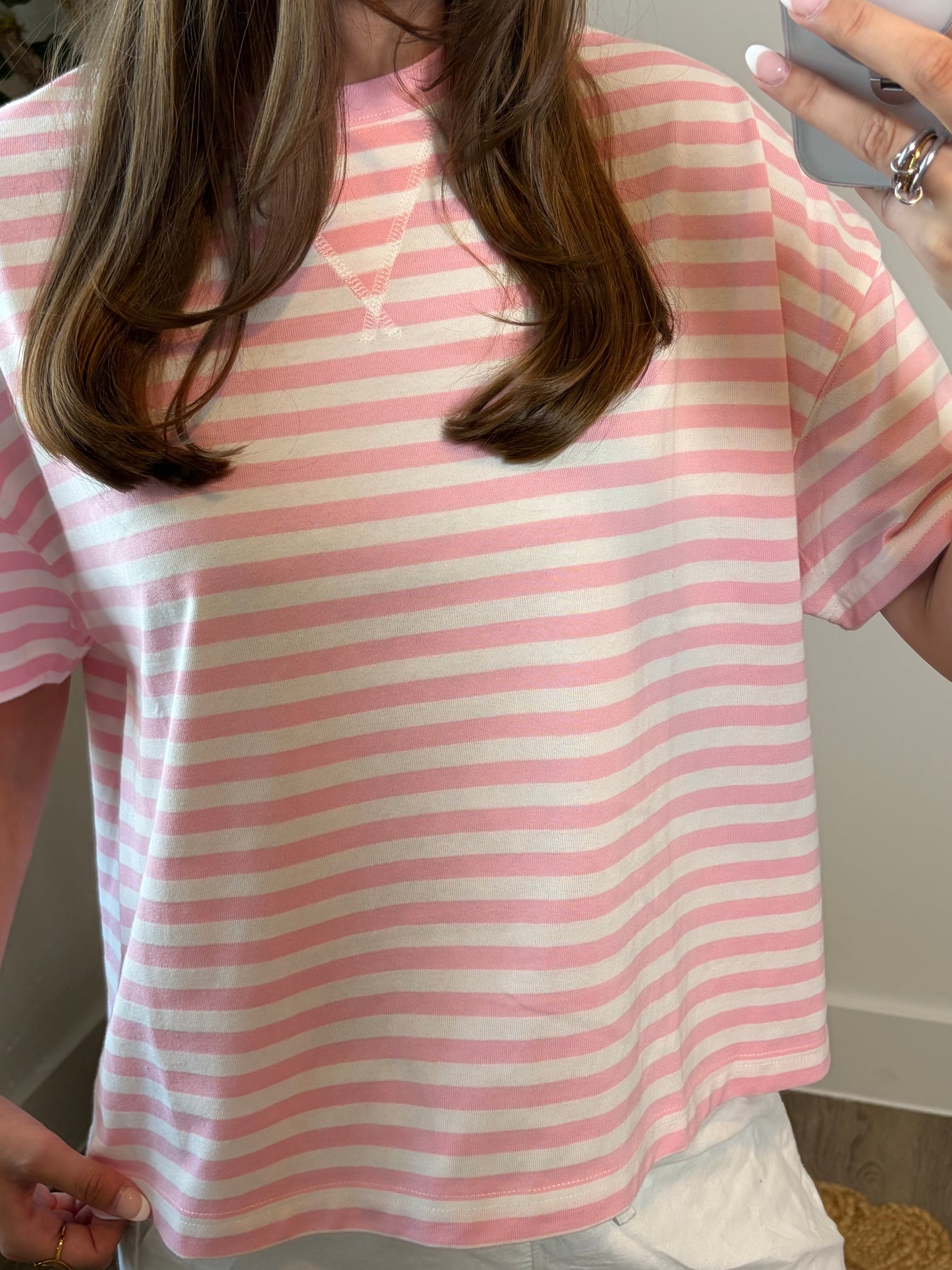 Bubblegum Stripe Boxy Tee