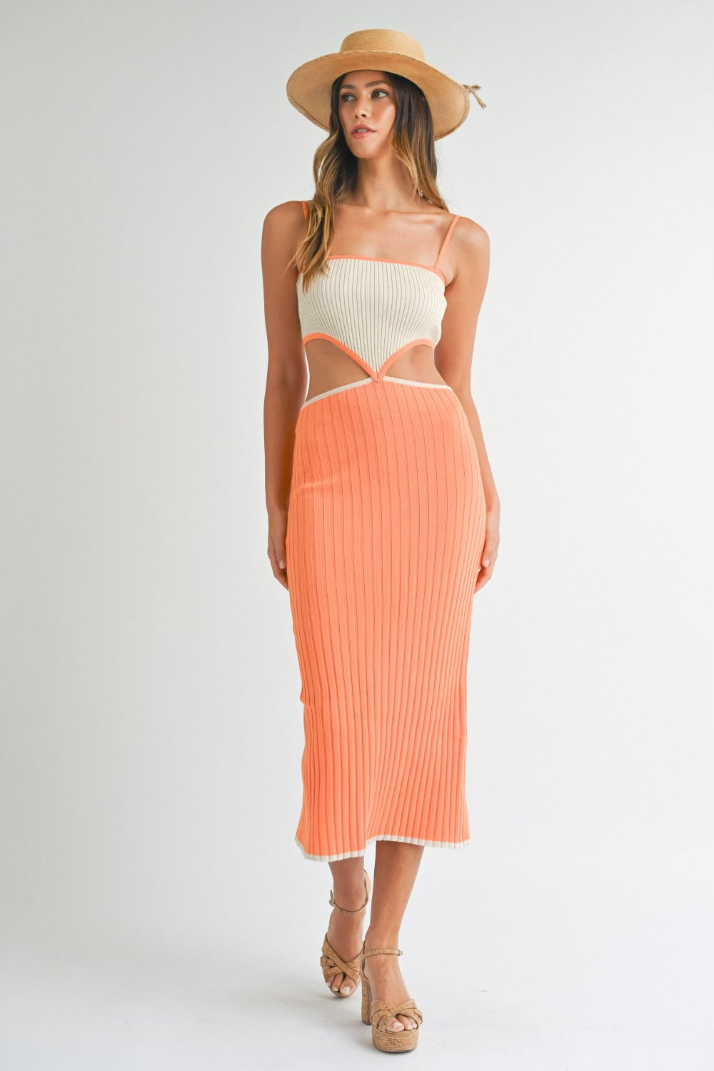 Citrus Shores Cutout Midi Dress