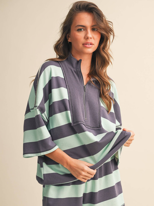Mint/Navy stripe set RESTOCK